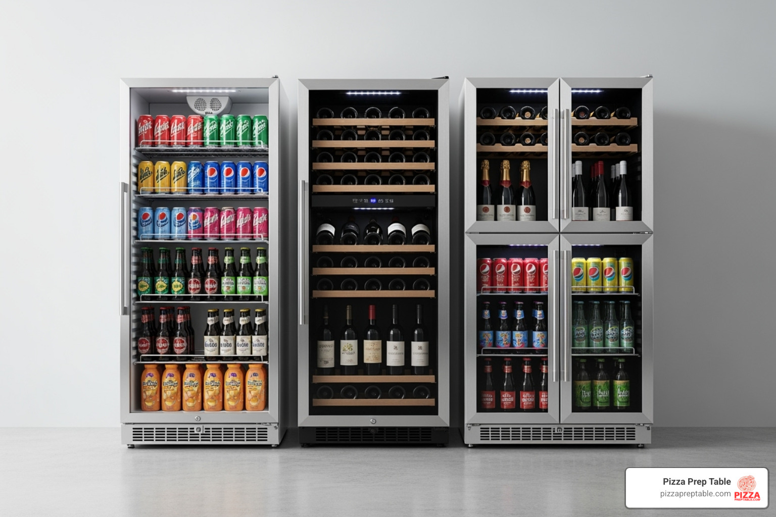 three different beverage cooler types side-by-side - beverage cooler three different beverage cooler types side-by-side - beverage cooler