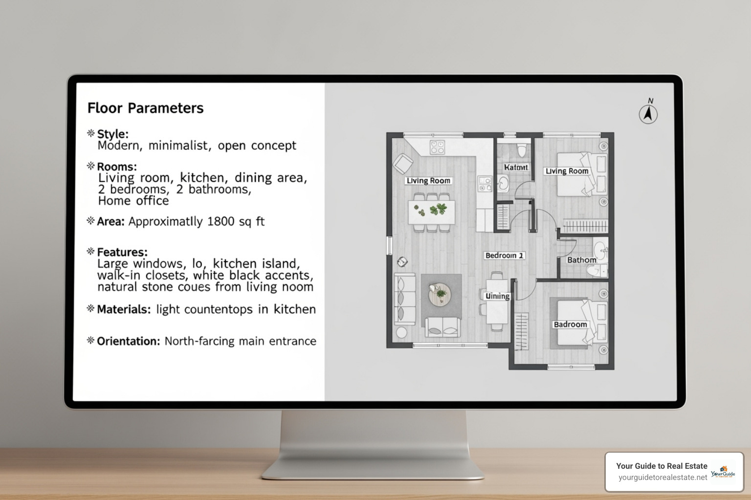 detailed text prompt next to the resulting AI-generated floor plan - ai floor plan generator