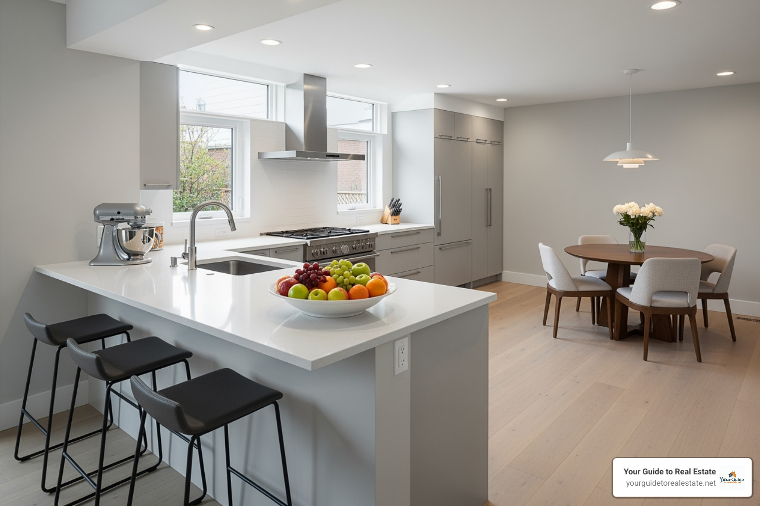 kitchen with a peninsula dividing it from a dining area - kitchen floor plan kitchen with a peninsula dividing it from a dining area - kitchen floor plan