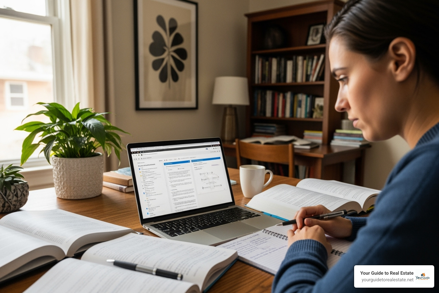 a person studying for their real estate exam online - how to become a realtor