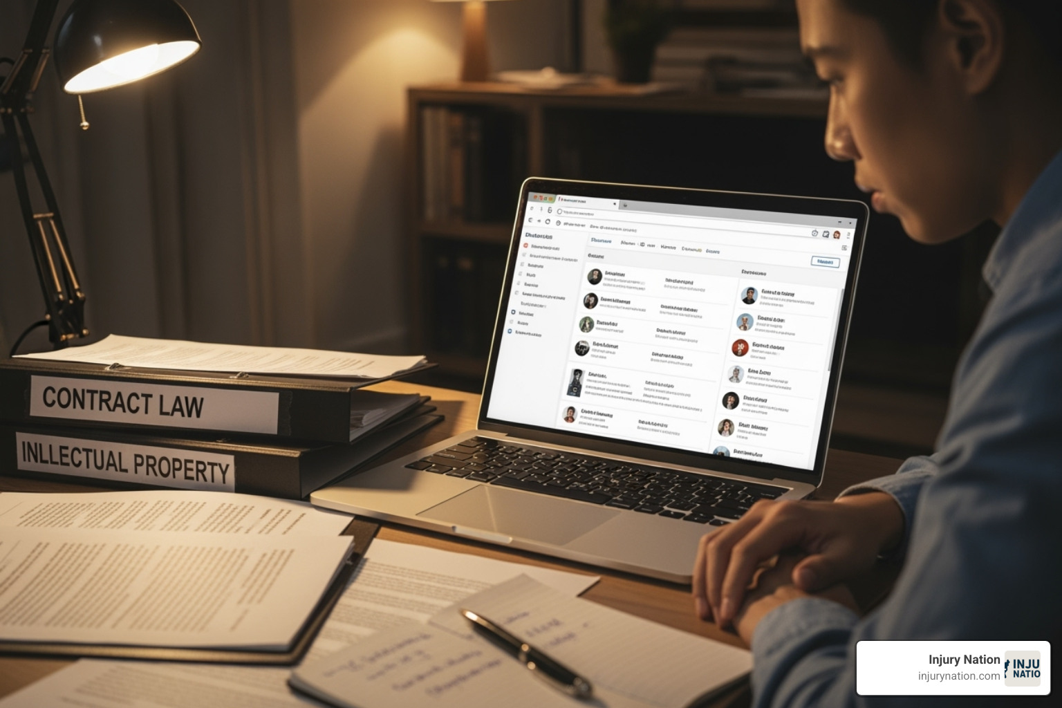 person researching lawyers on a laptop - truck accident attorney