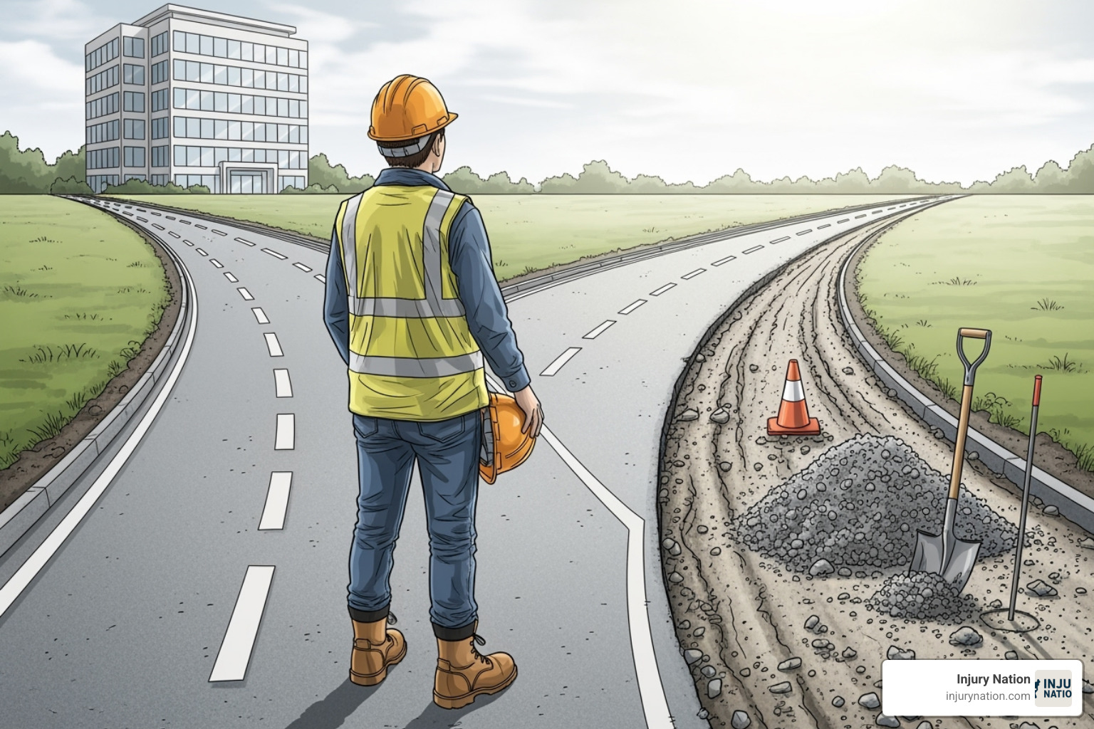 Flowchart showing legal paths after a construction injury - construction accident lawyer