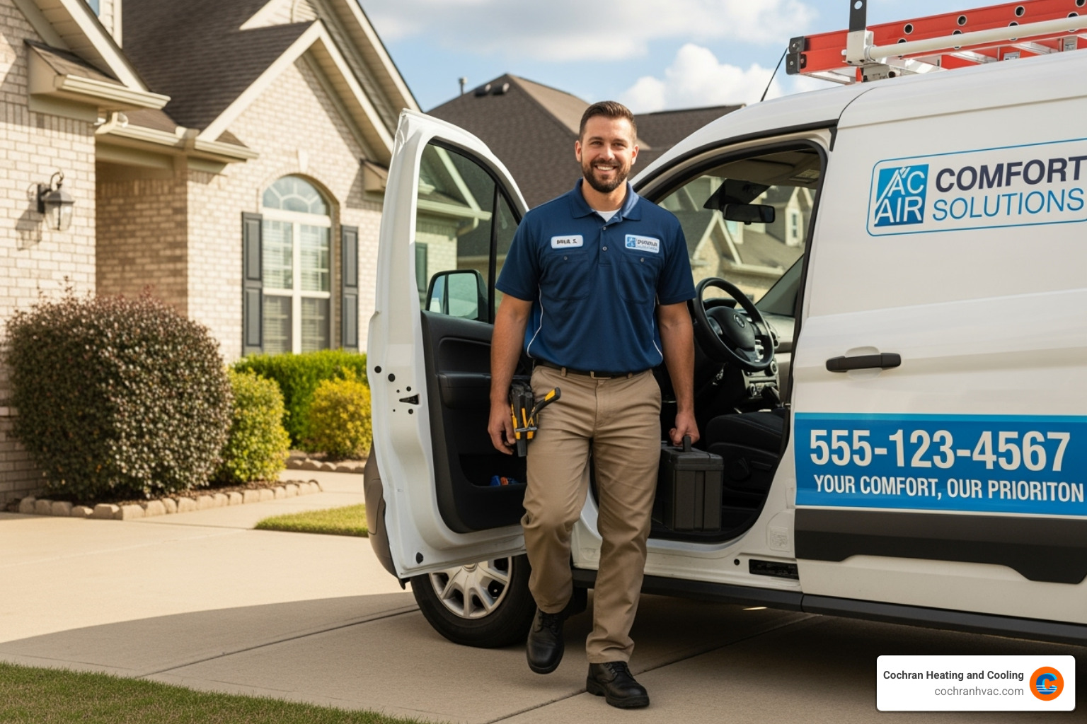 friendly, uniformed technician arriving at a home in a company vehicle - affordable mini-split installation westmoreland county friendly, uniformed technician arriving at a home in a company vehicle - affordable mini-split installation westmoreland county