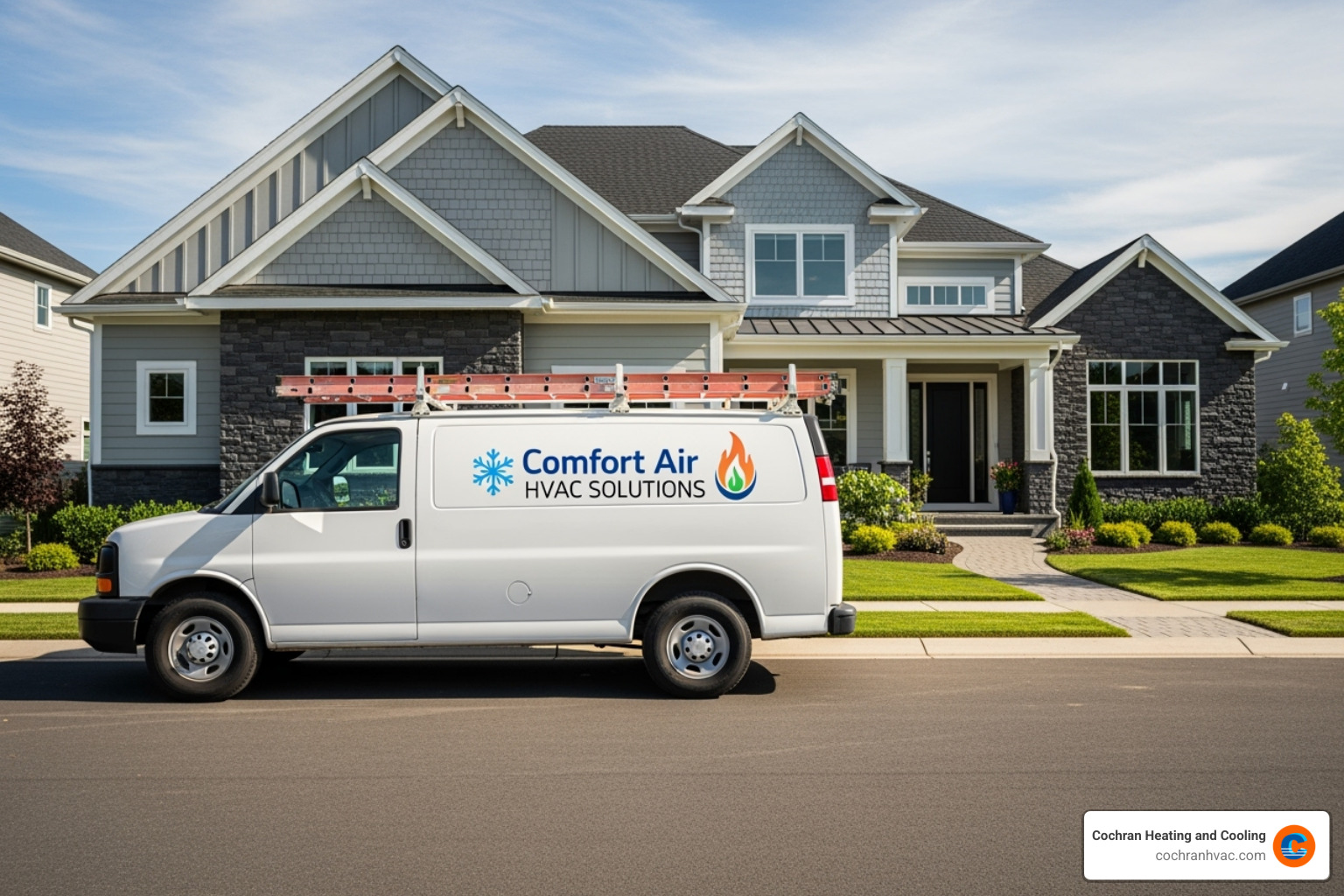 Cochran Heating and Cooling branded service van - hvac with 5.0 rating jeannette pa