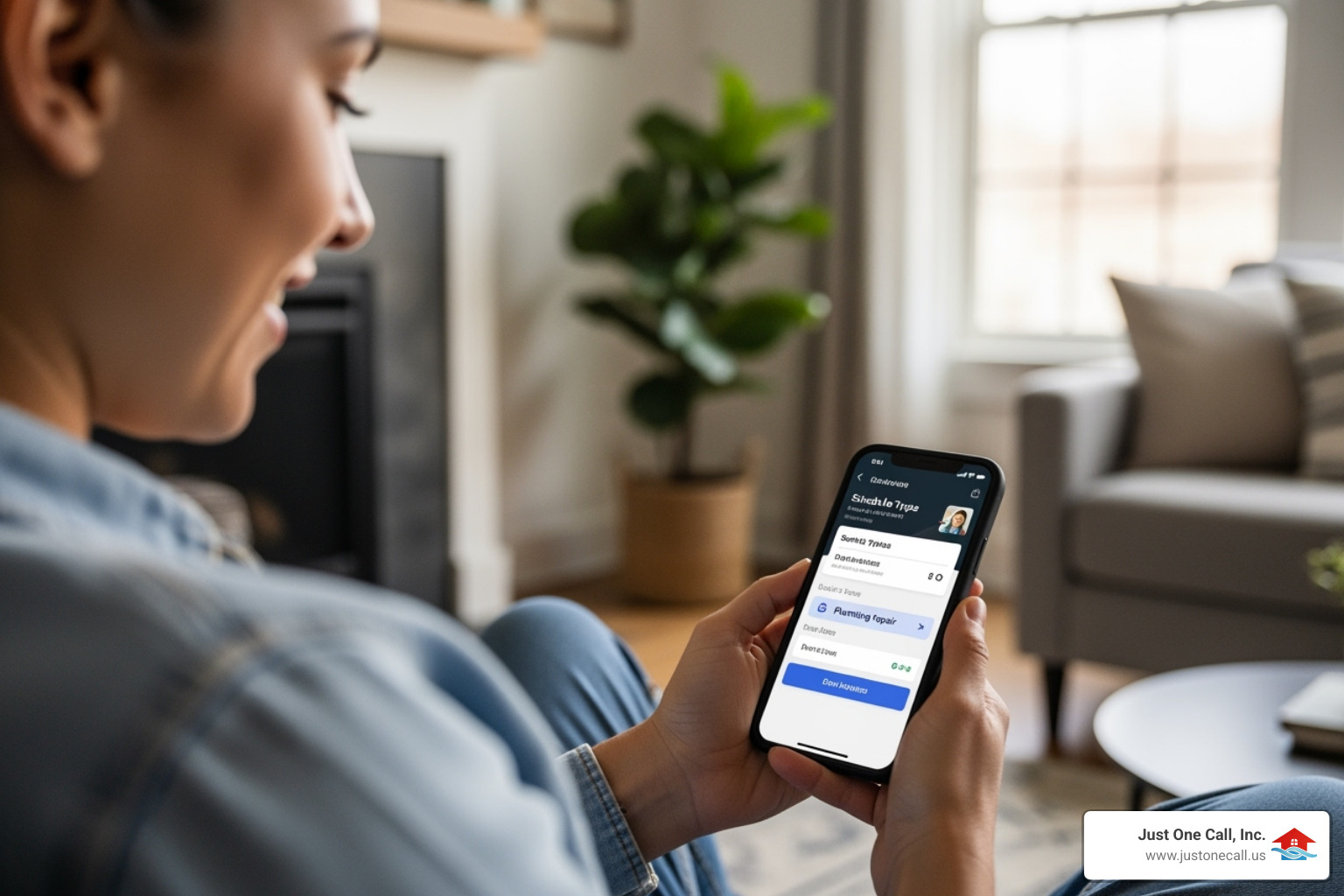 homeowner scheduling service on phone - ac tune up glendale