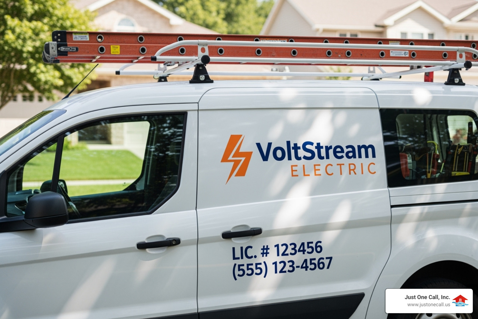 electrician's work van with licensing information - electrical inspection pasadena