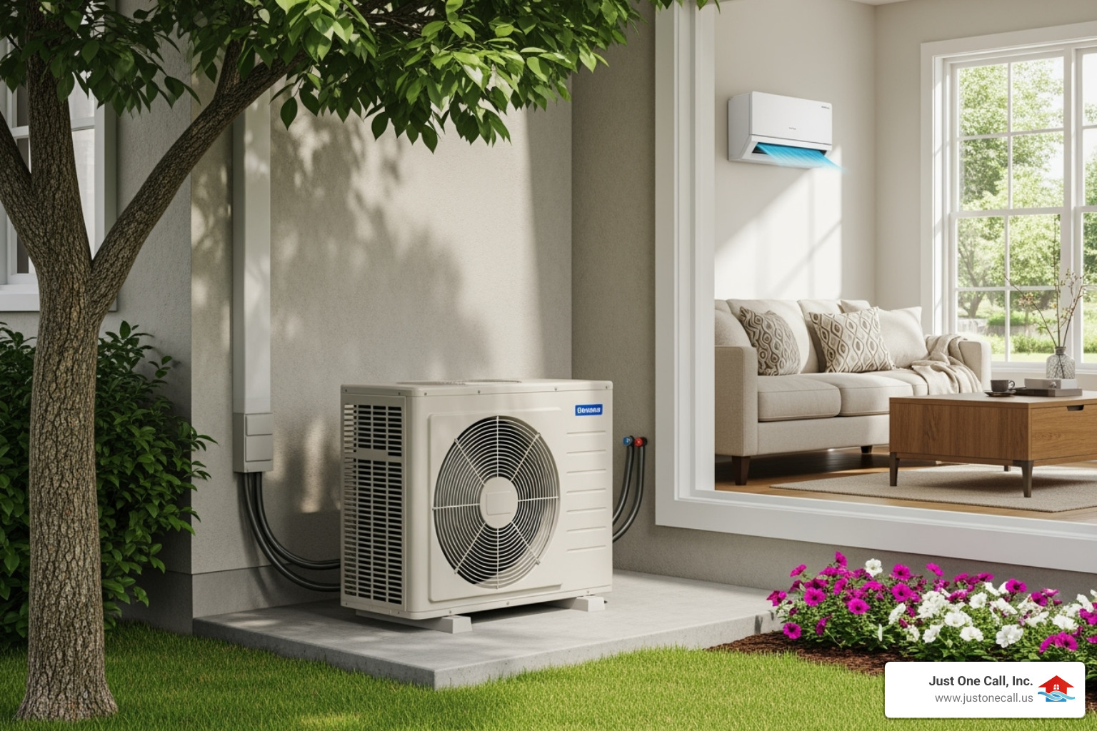 Different AC unit types, including a central AC unit and a ductless mini-split unit - ac unit replacement glendale