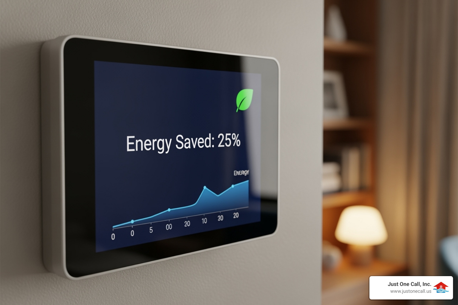 A smart thermostat displaying energy savings, representing modern AC technology - ac unit replacement glendale