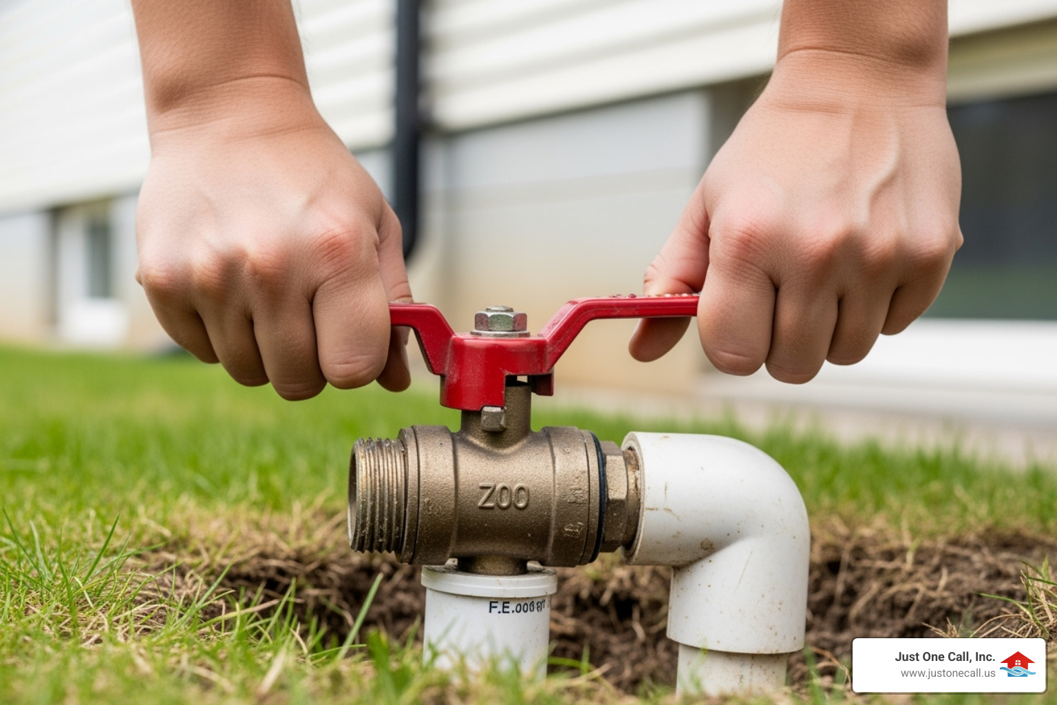 homeowner shutting off a main water valve - emergency plumber los angeles