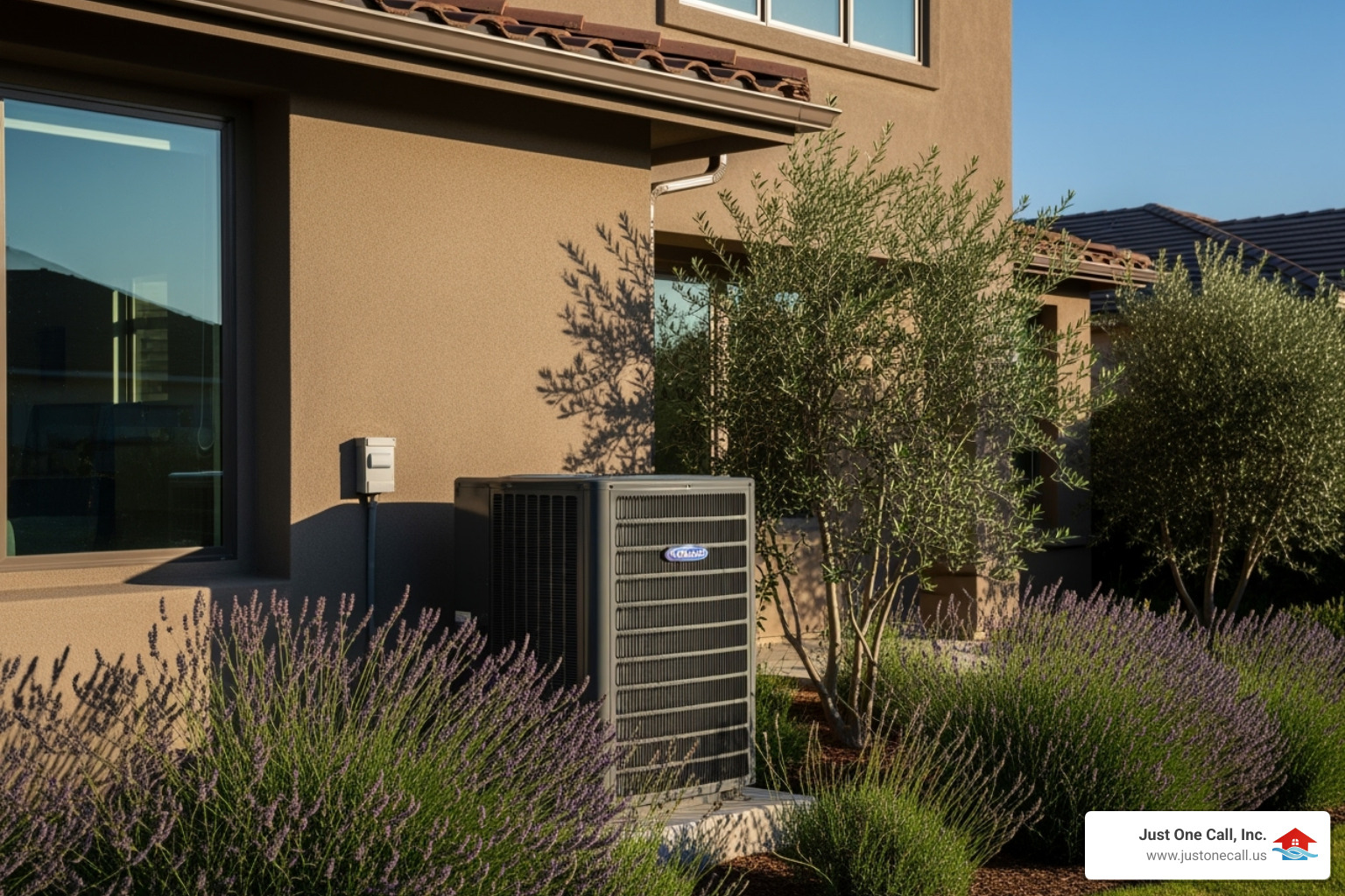 Modern, quiet outdoor condenser unit next to a home - ac installation glendale ca