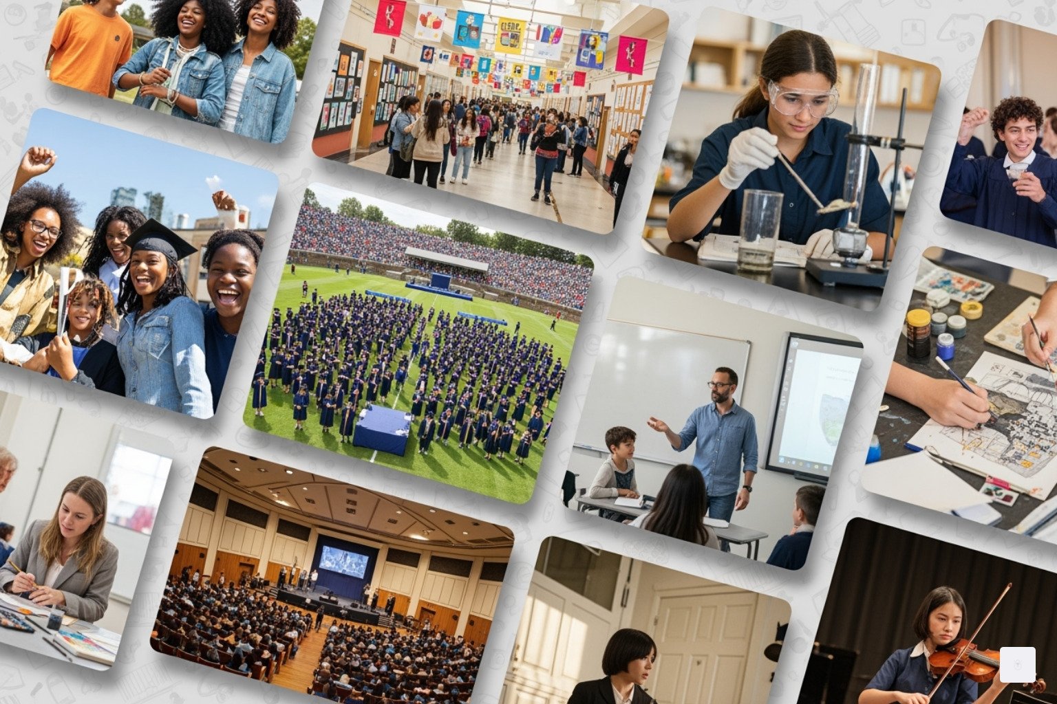 collage of a school's engaging posts on Instagram, Facebook, and LinkedIn. - Enrollment marketing for schools collage of a school's engaging posts on Instagram, Facebook, and LinkedIn. - Enrollment marketing for schools