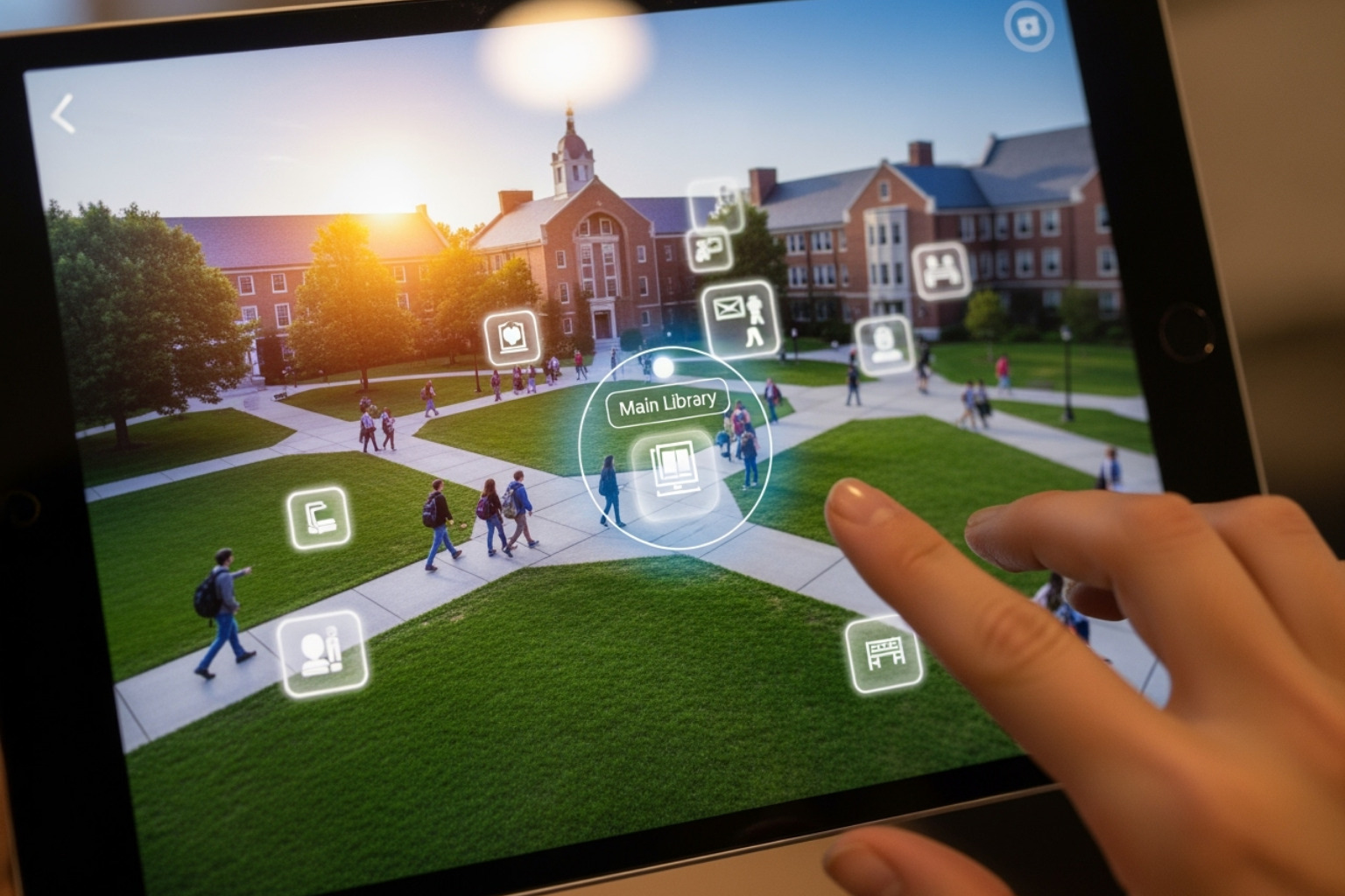 Interactive virtual tour of a school campus with clickable hotspots - Online marketing for schools