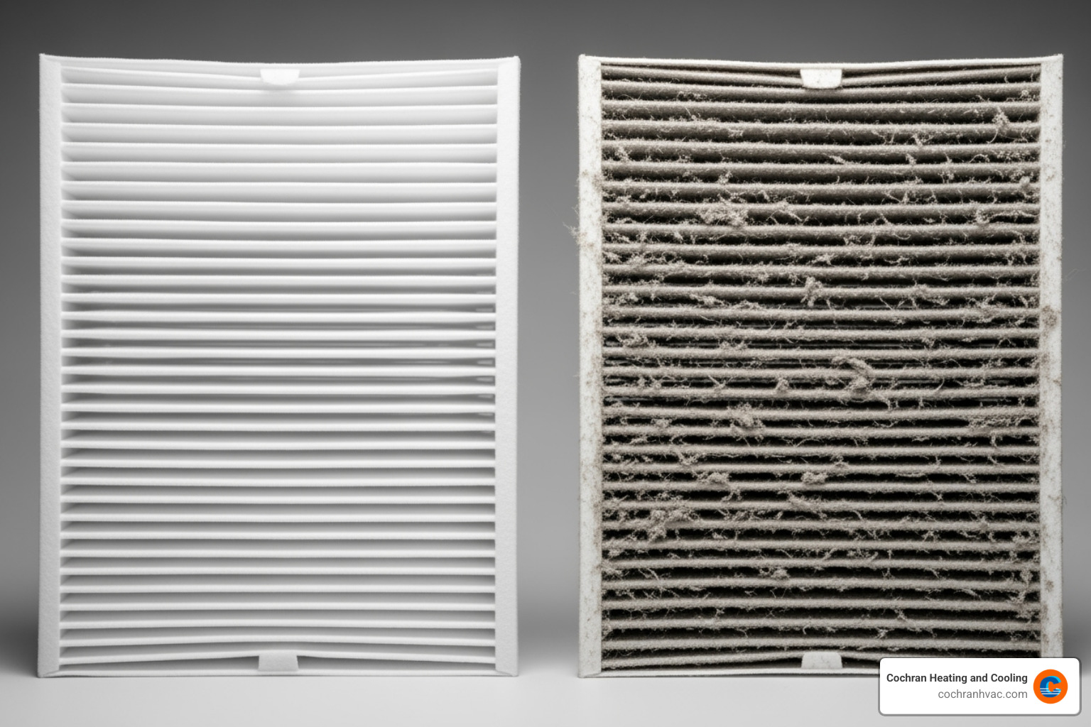 A clean ductless AC filter next to a dirty one - ductless ac repair jeannette pa