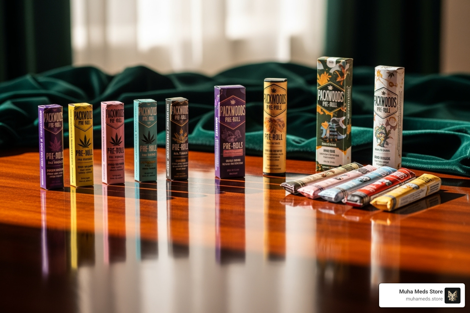 Variety of Packwoods Pre-Rolls displayed in a luxurious setting - buy Packwood Pre-Roll – Italian Cherryz online