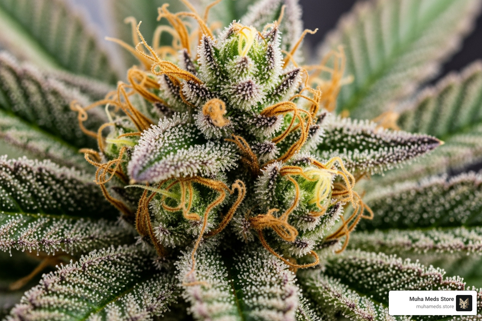 LA Kush Cake cannabis buds showing trichomes - Buy Packwood Pre-Roll – LA Kush Cake online
