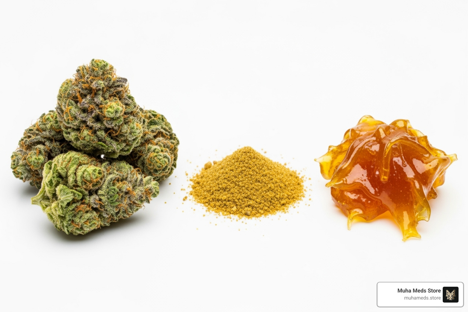 image showing the different components of a Packwood (flower, kief, concentrate) - Buy Packwood Pre-Roll – LA Kush Cake online
