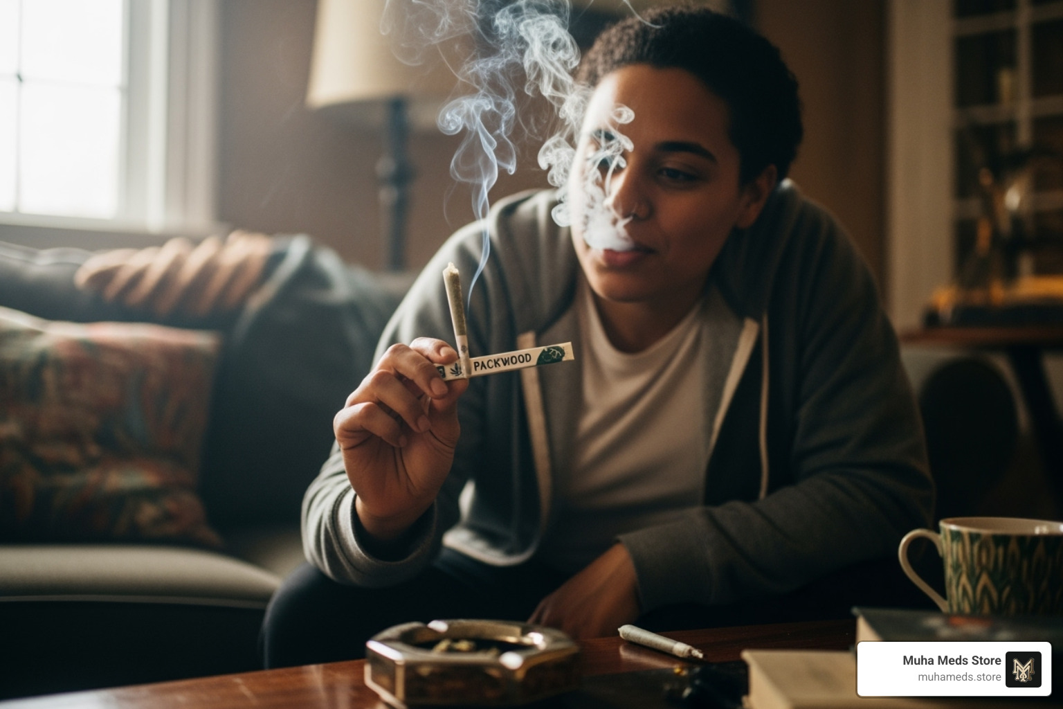 cannabis enthusiast enjoying a Packwood pre-roll - Buy Packwood Pre-Roll – LA Kush Cake online