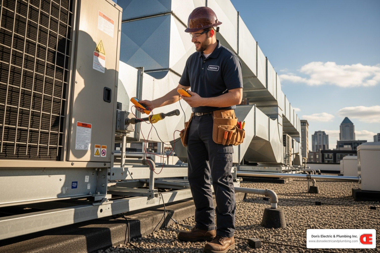 professional and friendly HVAC technician working on a commercial unit - commercial heat pump gloversville professional and friendly HVAC technician working on a commercial unit - commercial heat pump gloversville