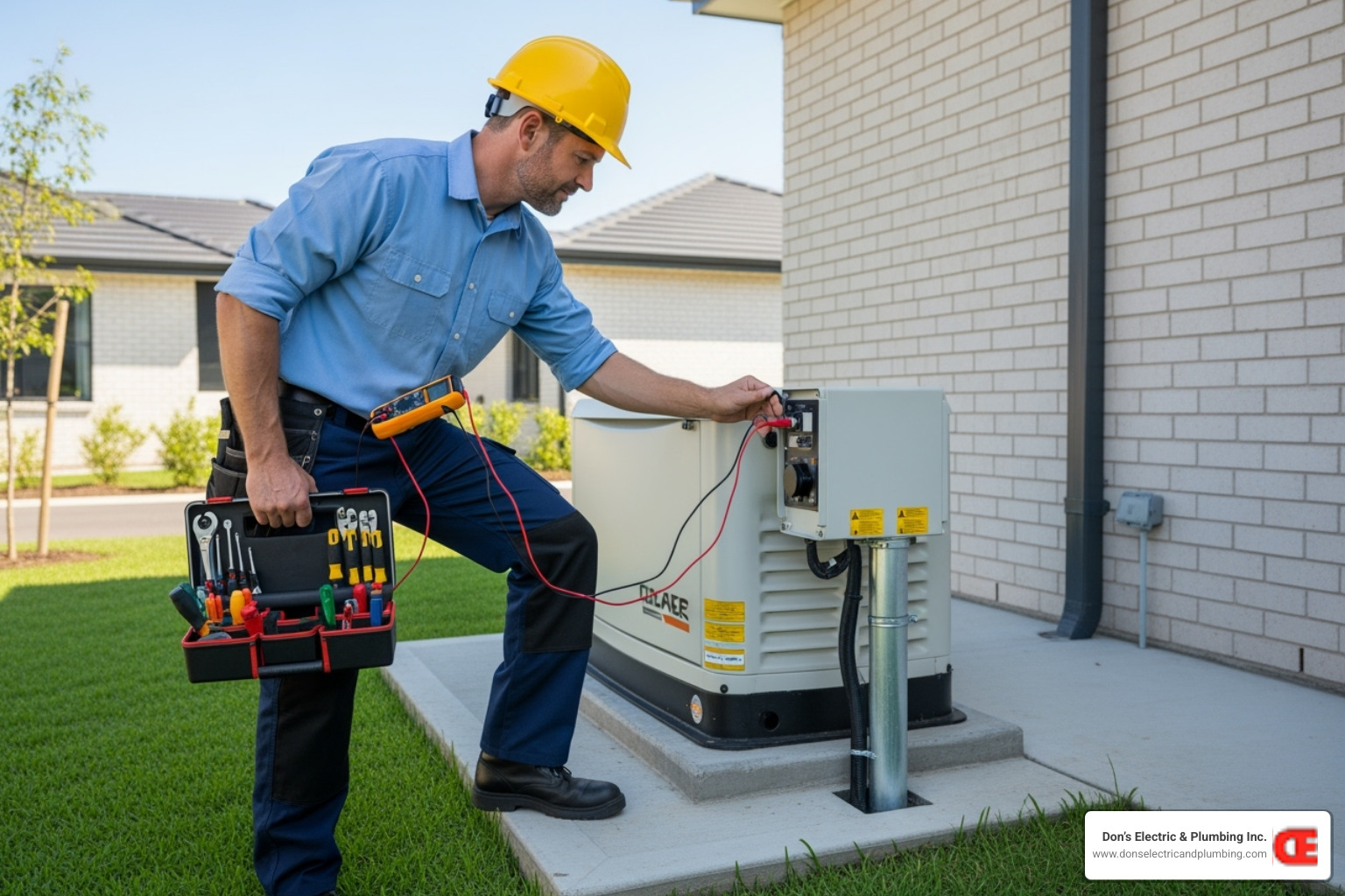Certified electrician inspecting a generator installation - licensed generator installer cobleskill Certified electrician inspecting a generator installation - licensed generator installer cobleskill