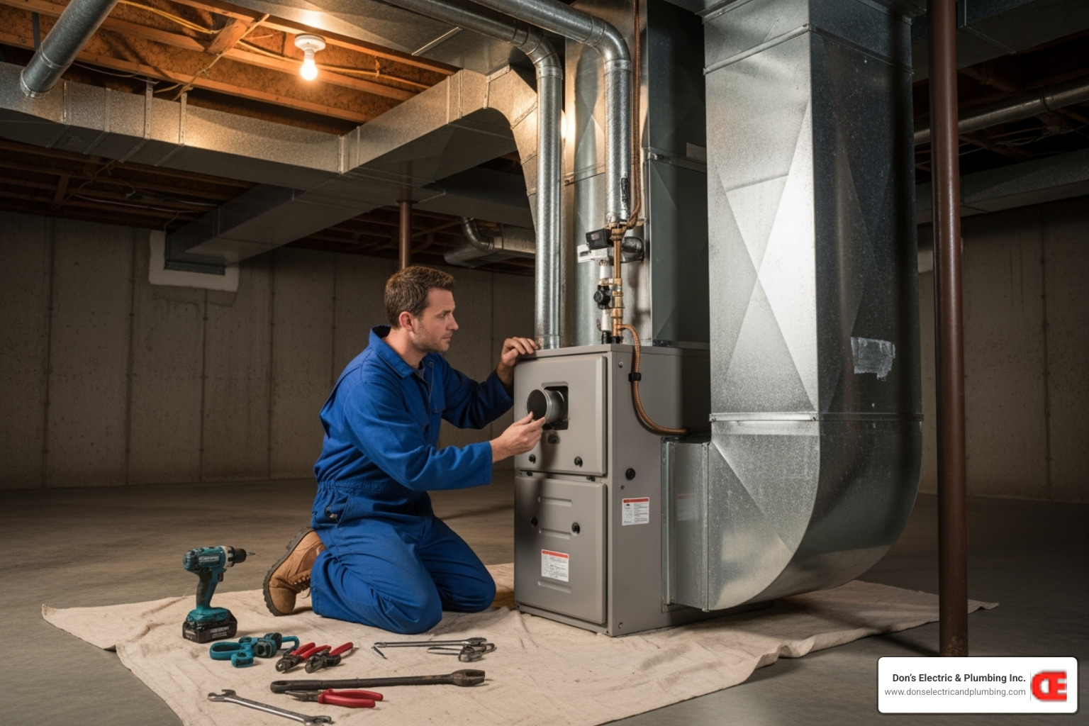 technician installing a new furnace - furnace installation cobleskill ny