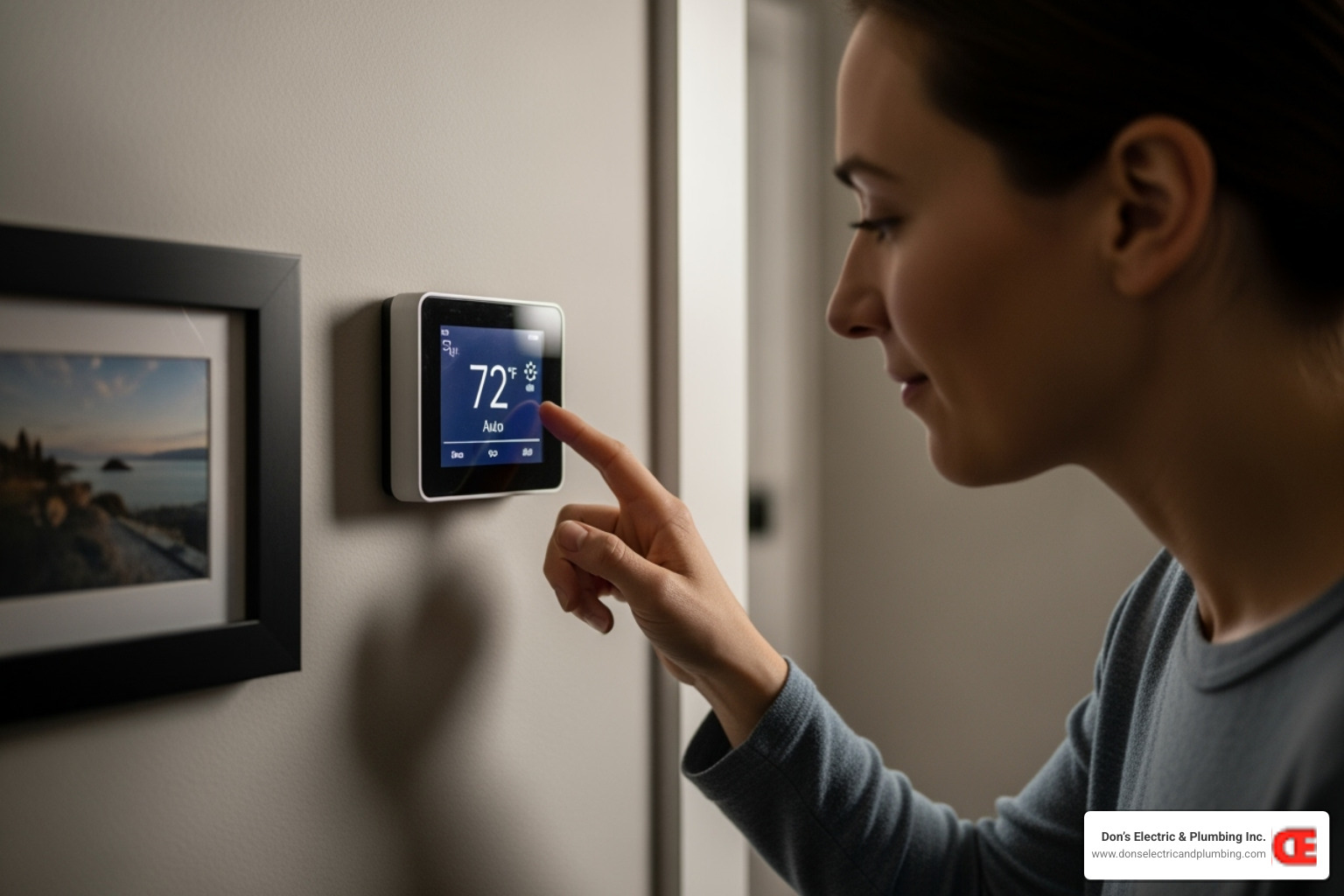 homeowner inspecting thermostat - heater troubleshooting minden