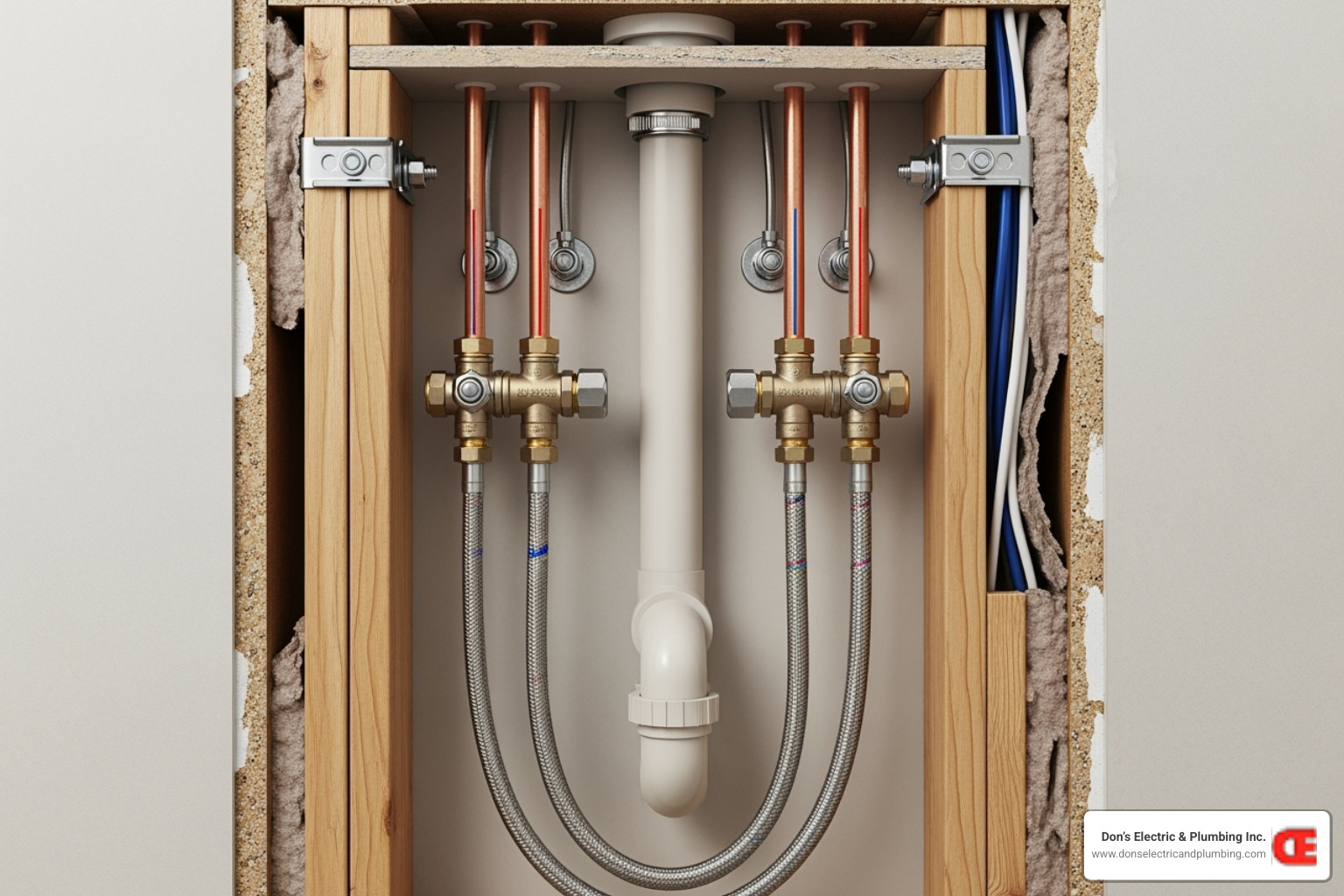 cutaway wall showing pipes for a sink - bathroom plumbing minden