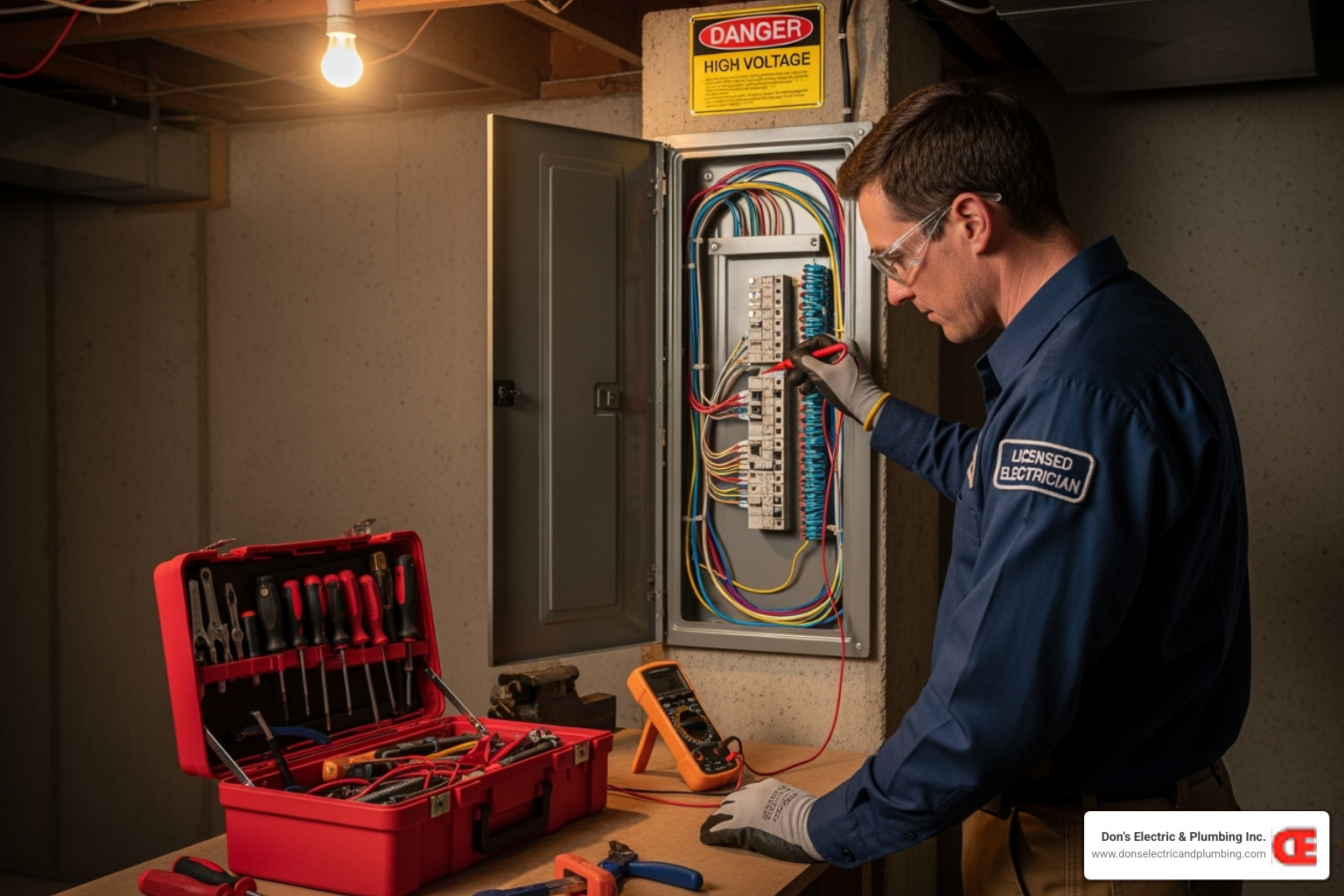 a licensed electrician safely working on a residential electrical panel - whole home surge protector canajoharie a licensed electrician safely working on a residential electrical panel - whole home surge protector canajoharie