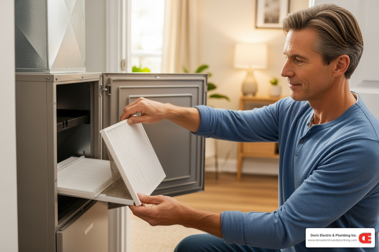 a homeowner easily changing their HVAC air filter - ac repair cobleskill ny
