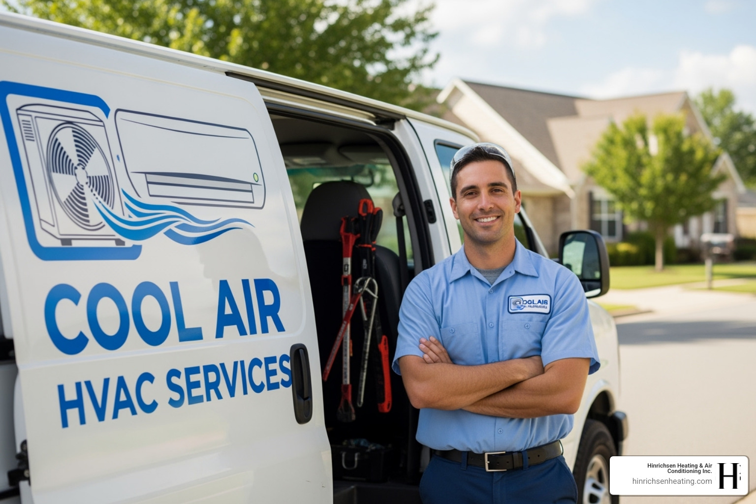of a friendly technician with a service van - emergency ac repair goodfield il of a friendly technician with a service van - emergency ac repair goodfield il