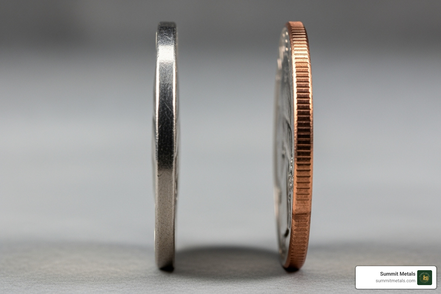 Washington silver quarter next to a modern clad quarter, highlighting the different edge - scrap silver coin value