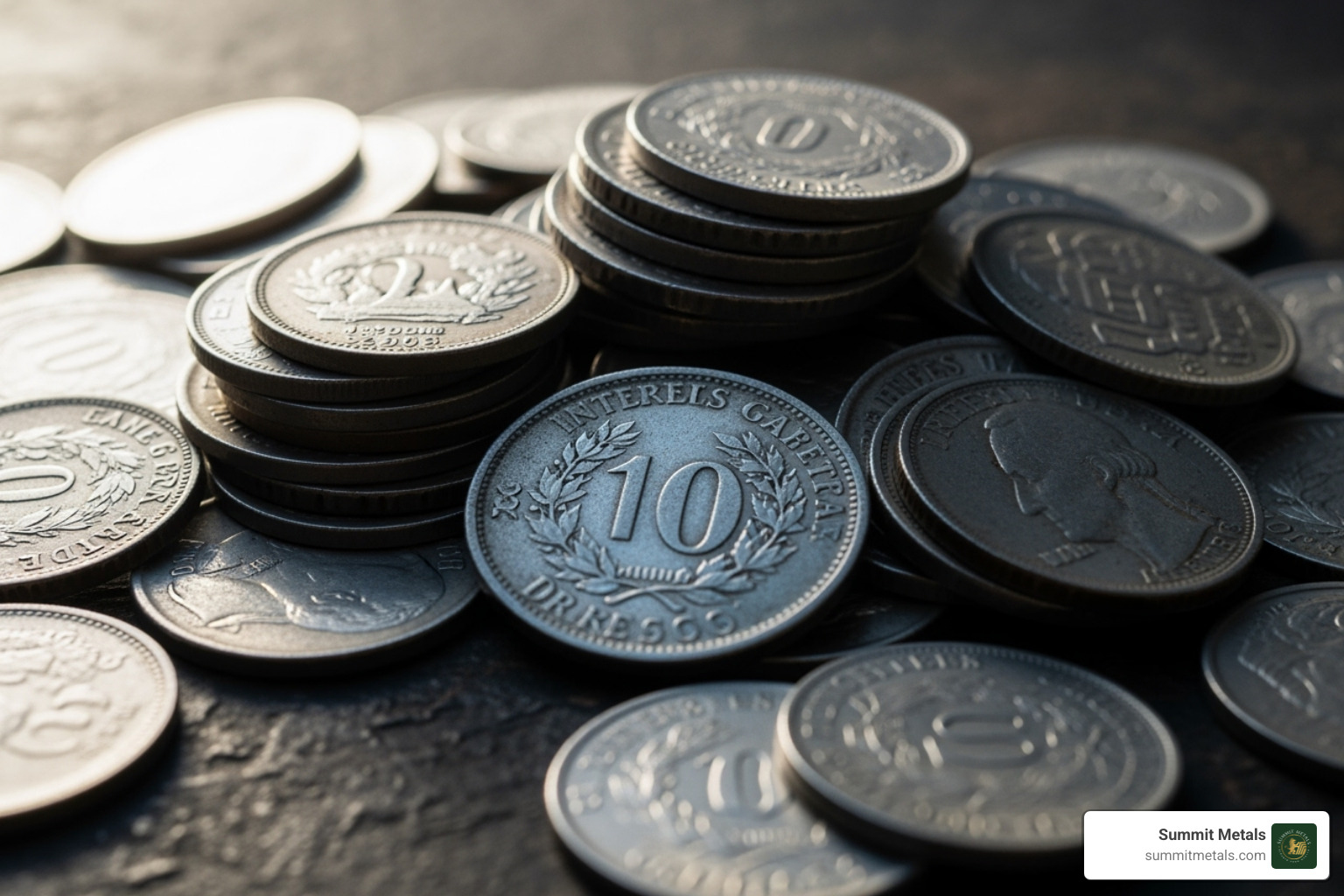 Rare, graded silver coin in a plastic slab next to a common, circulated silver coin - scrap silver coin value