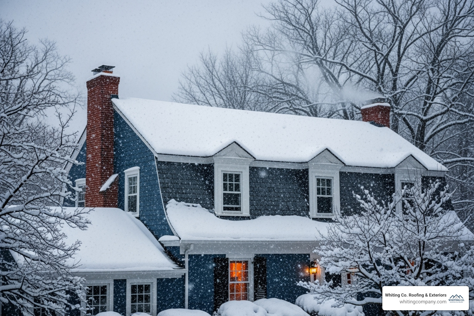 A slate roof enduring a Maryland snowstorm - Slate roof repair Maryland