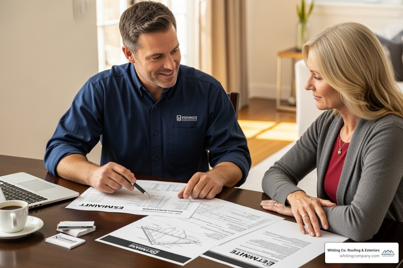 roofing contractor showing detailed estimate - Residential roofing estimates