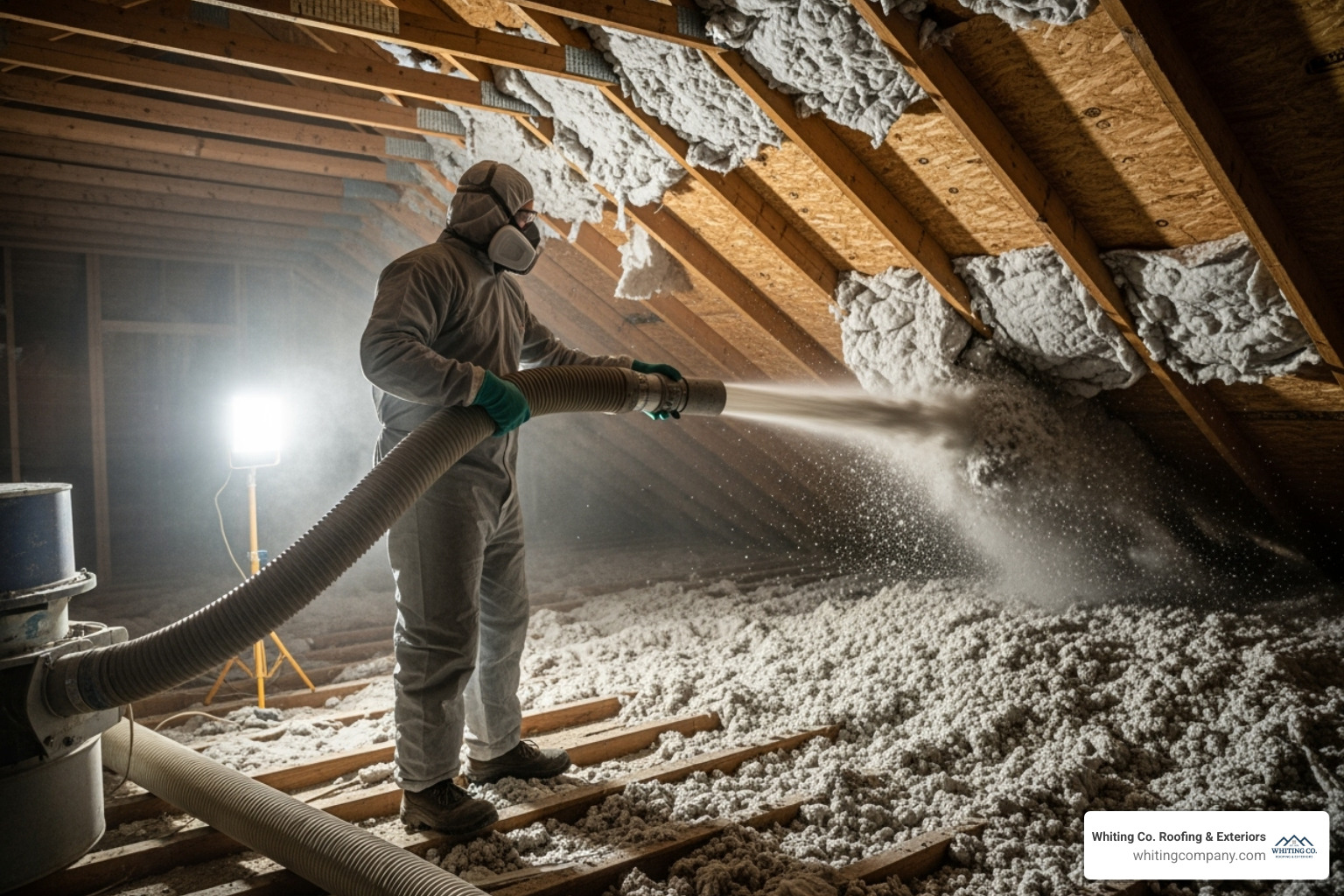 professional installing blown-in insulation - blown-in insulation Columbia