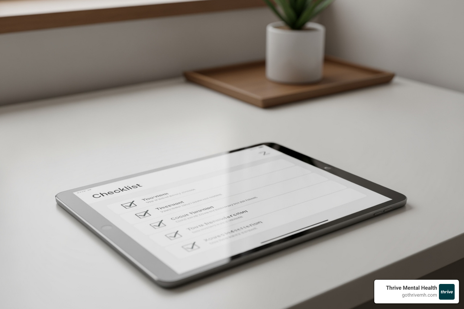 checklist on a digital tablet - HIPAA compliant online therapy