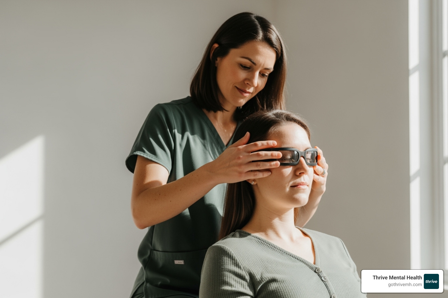 A therapist guiding a client through EMDR eye movements in a calm setting - emdr vs cbt for ptsd