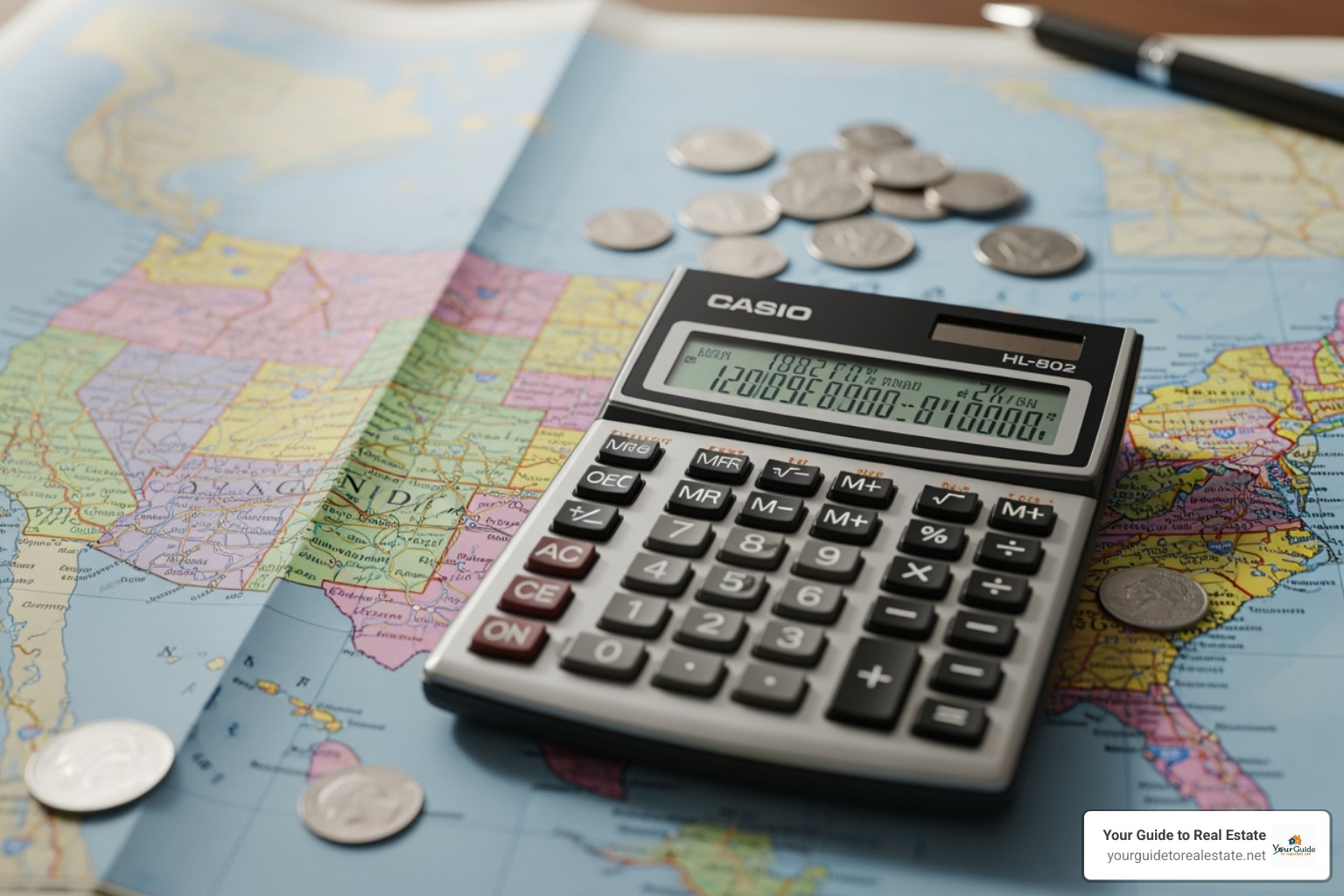 calculator and US map - condo insurance rates