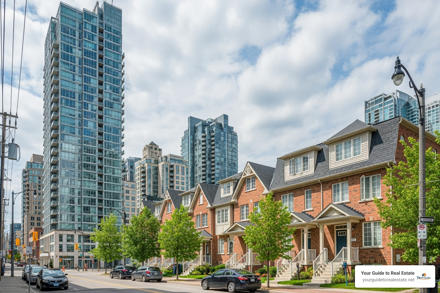 urban condo building and suburban townhouses - what is the difference between a condo and a townhouse