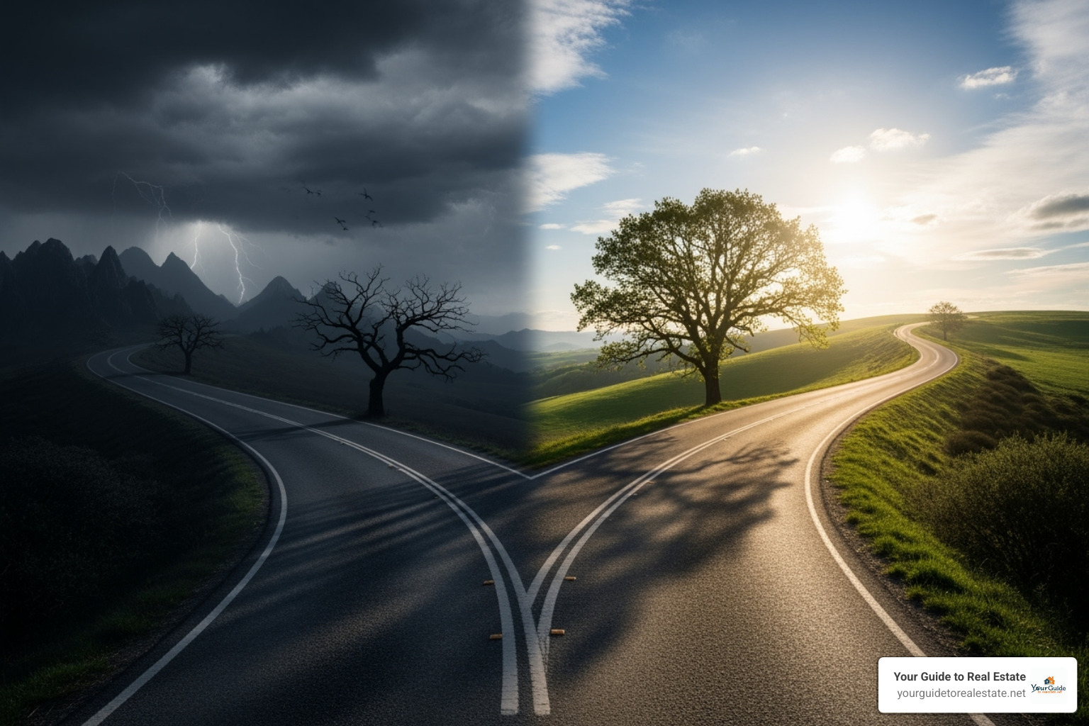 A fork in the road with signs pointing to "Threat" and "Challenge" - cognitive appraisal