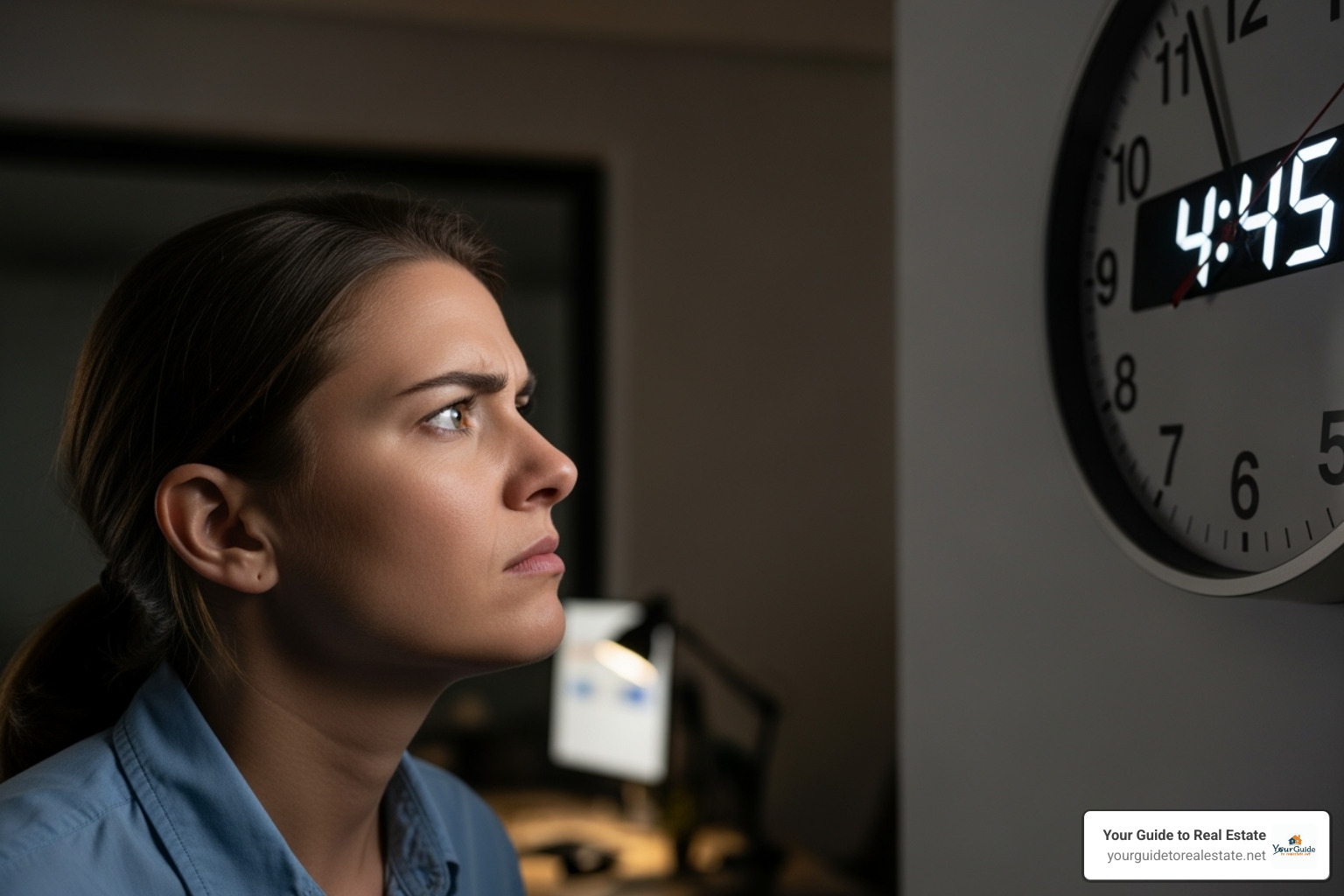 A person looking at a clock with a frustrated expression - how long does an appraisal take