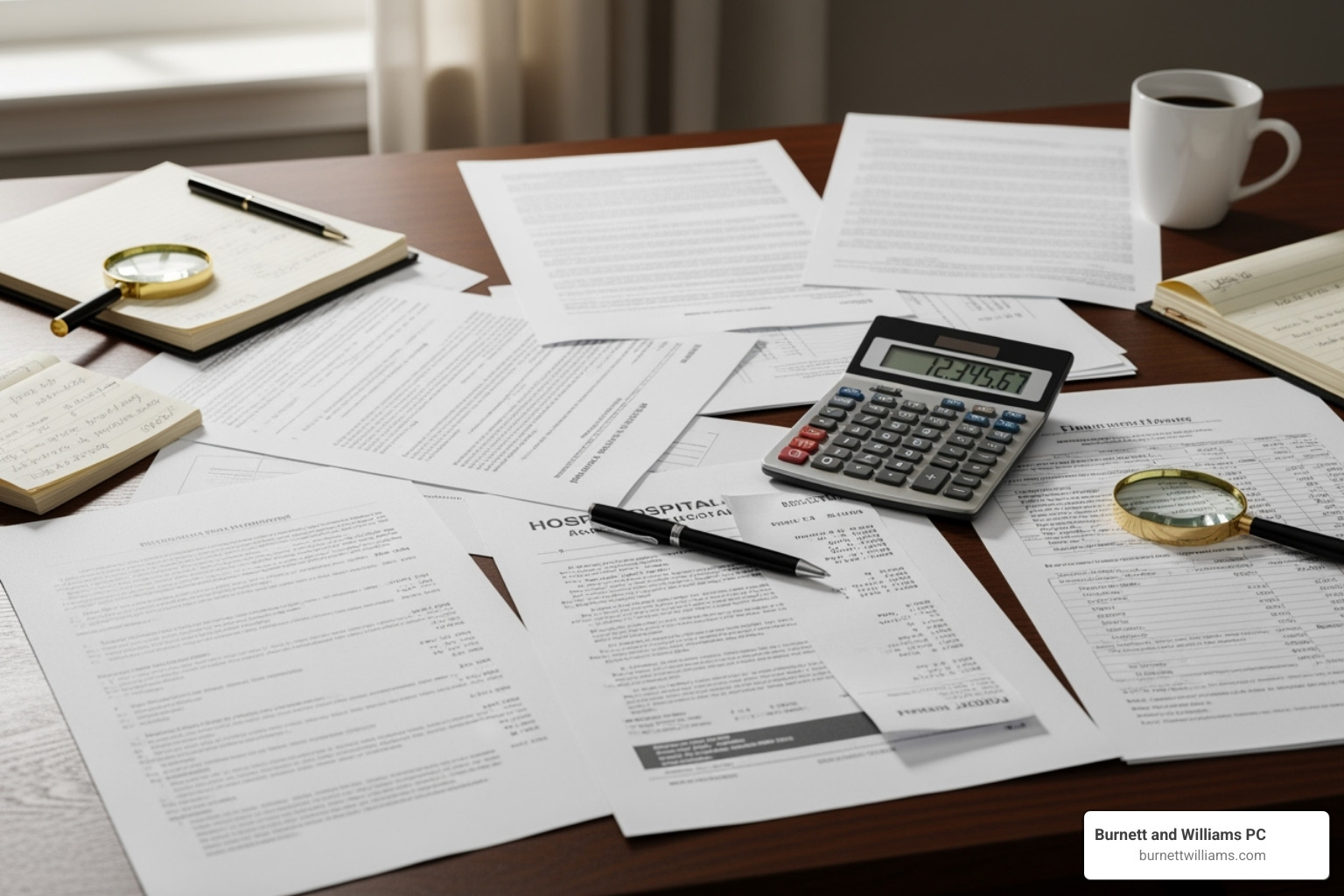 Person reviewing medical bills and legal documents - Car accident lawyer Chesterfield Person reviewing medical bills and legal documents - Car accident lawyer Chesterfield