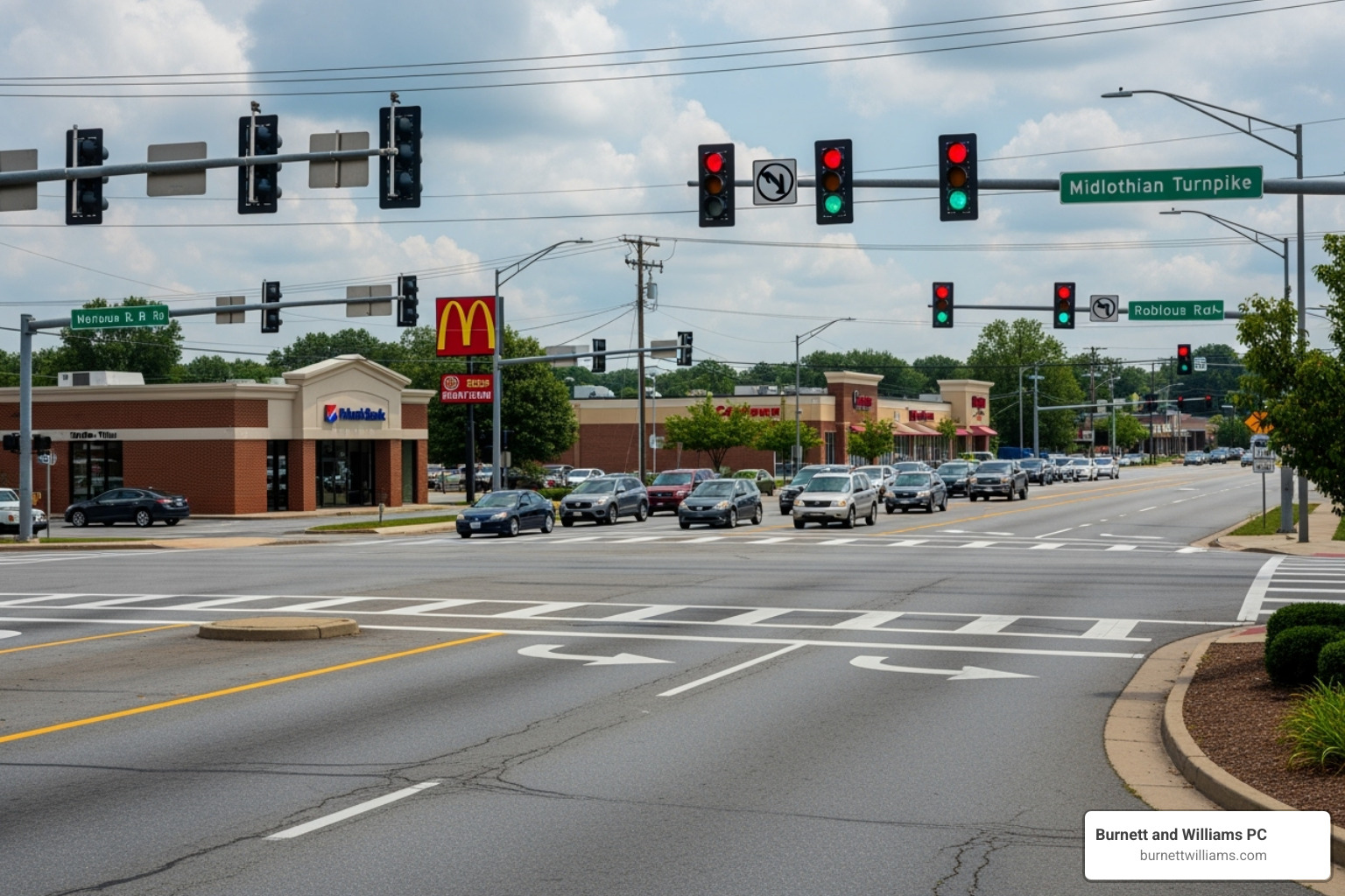 Busy intersection in Chesterfield, VA - Car accident lawyer Chesterfield Busy intersection in Chesterfield, VA - Car accident lawyer Chesterfield