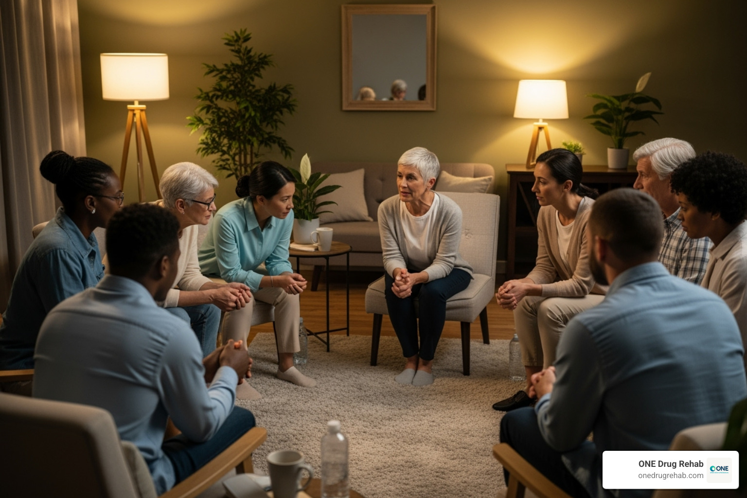 diverse group of people in a support meeting - addiction recovery journey diverse group of people in a support meeting - addiction recovery journey