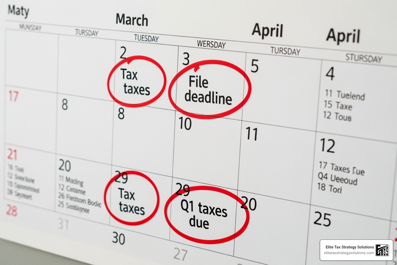 calendar with key tax deadlines circled - how to do business taxes calendar with key tax deadlines circled - how to do business taxes