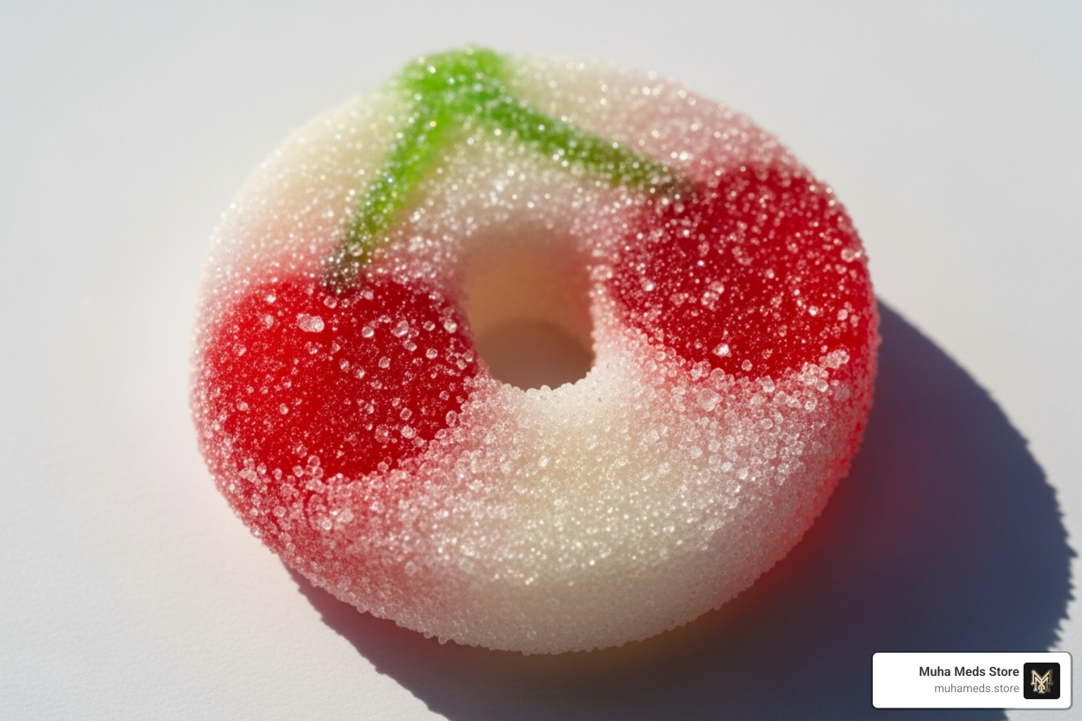 A single Cherry Sour Gummy Ring - Buy Flav Rings Cherry Sour Gummy Bites THC Edible – 600mg