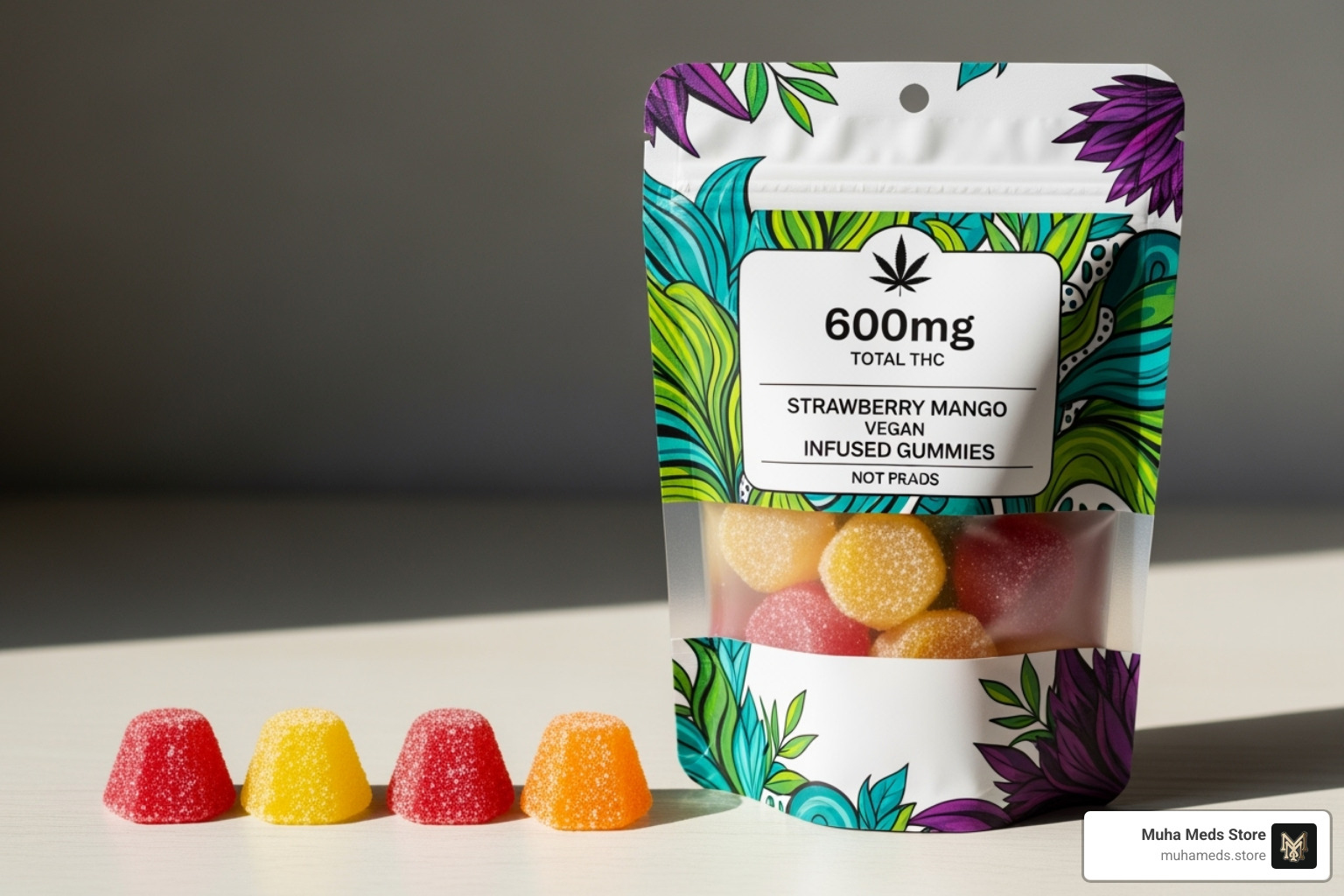 600mg package divided into individual doses - Buy Flav Rings Cherry Sour Gummy Bites THC Edible – 600mg