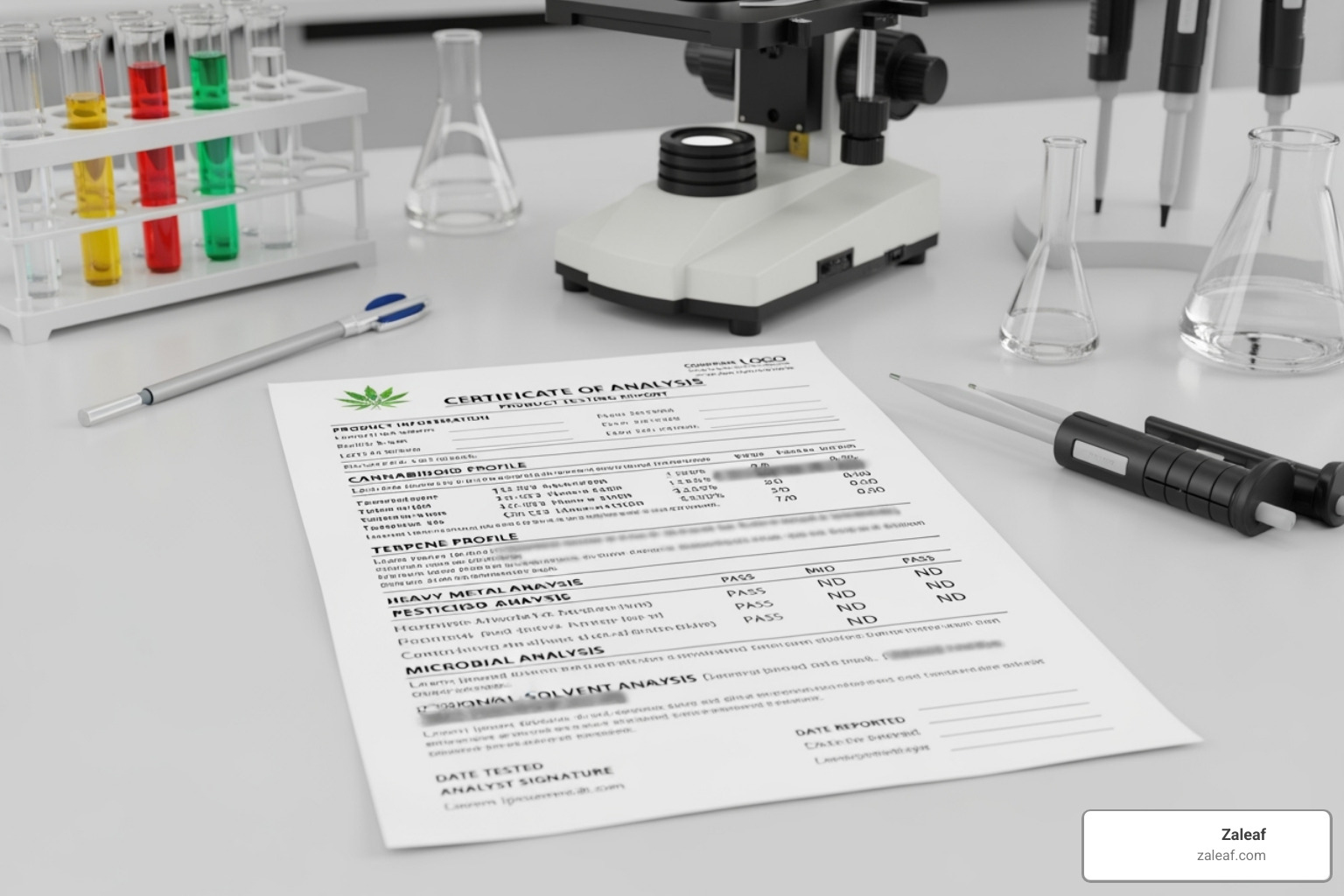 Certificate of Analysis (COA) lab report for a cannabis product - buy cannabis flower online worldwide