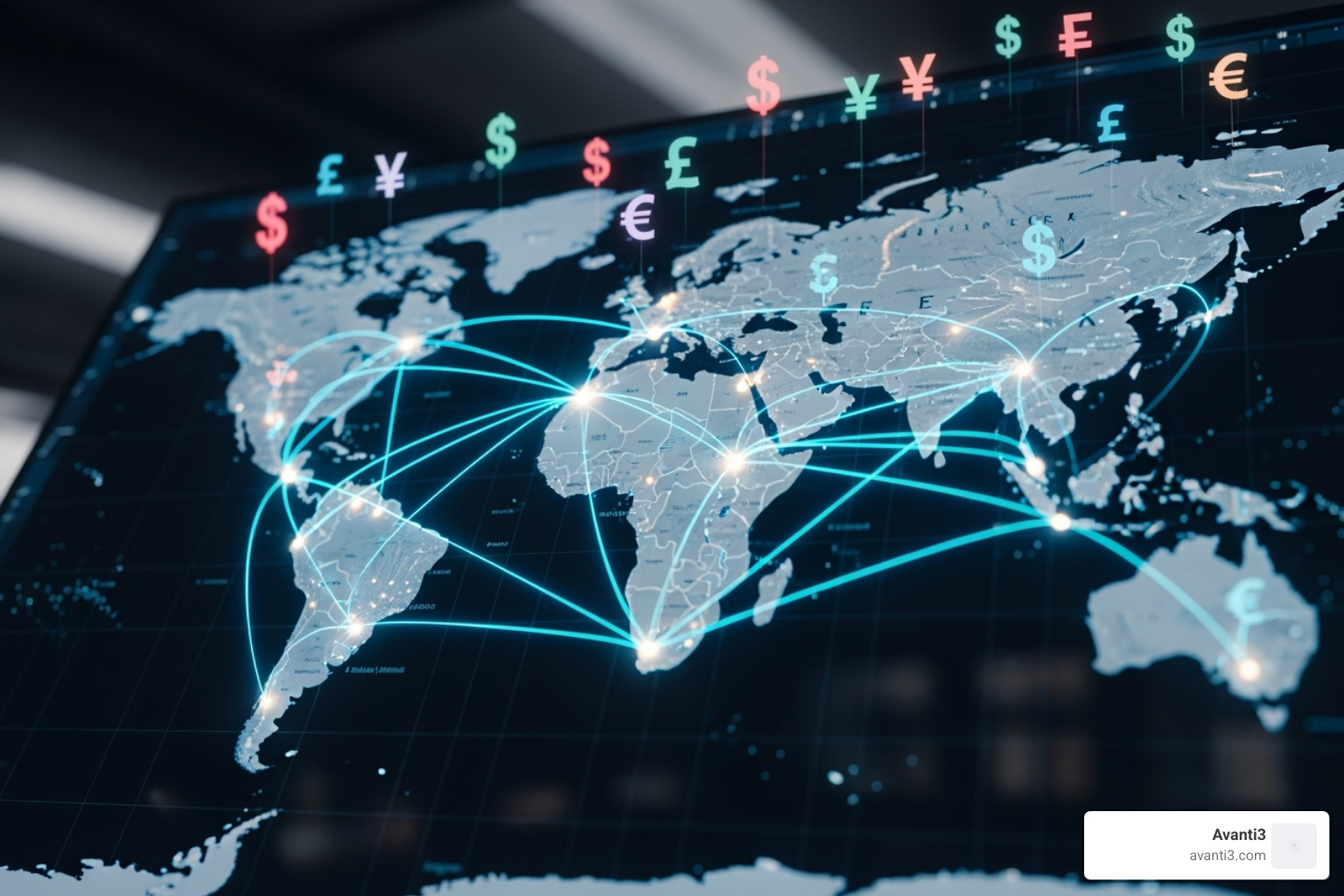 world map with interconnected nodes and currency symbols - virtual incentives