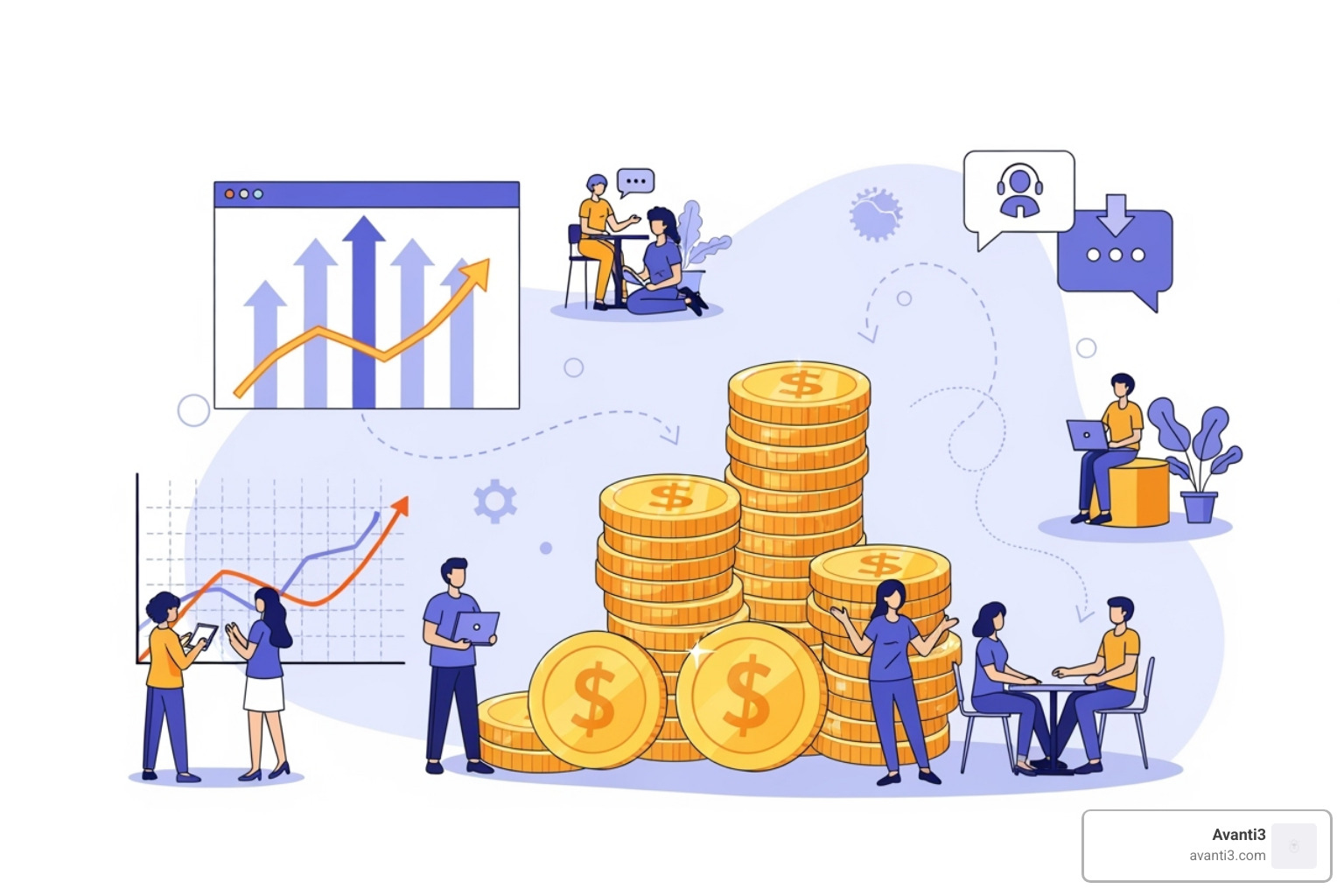 Infographic explaining the key benefits of an online community: 2x more traffic, 3x more revenue, and 28% drop in support tickets. - create online community