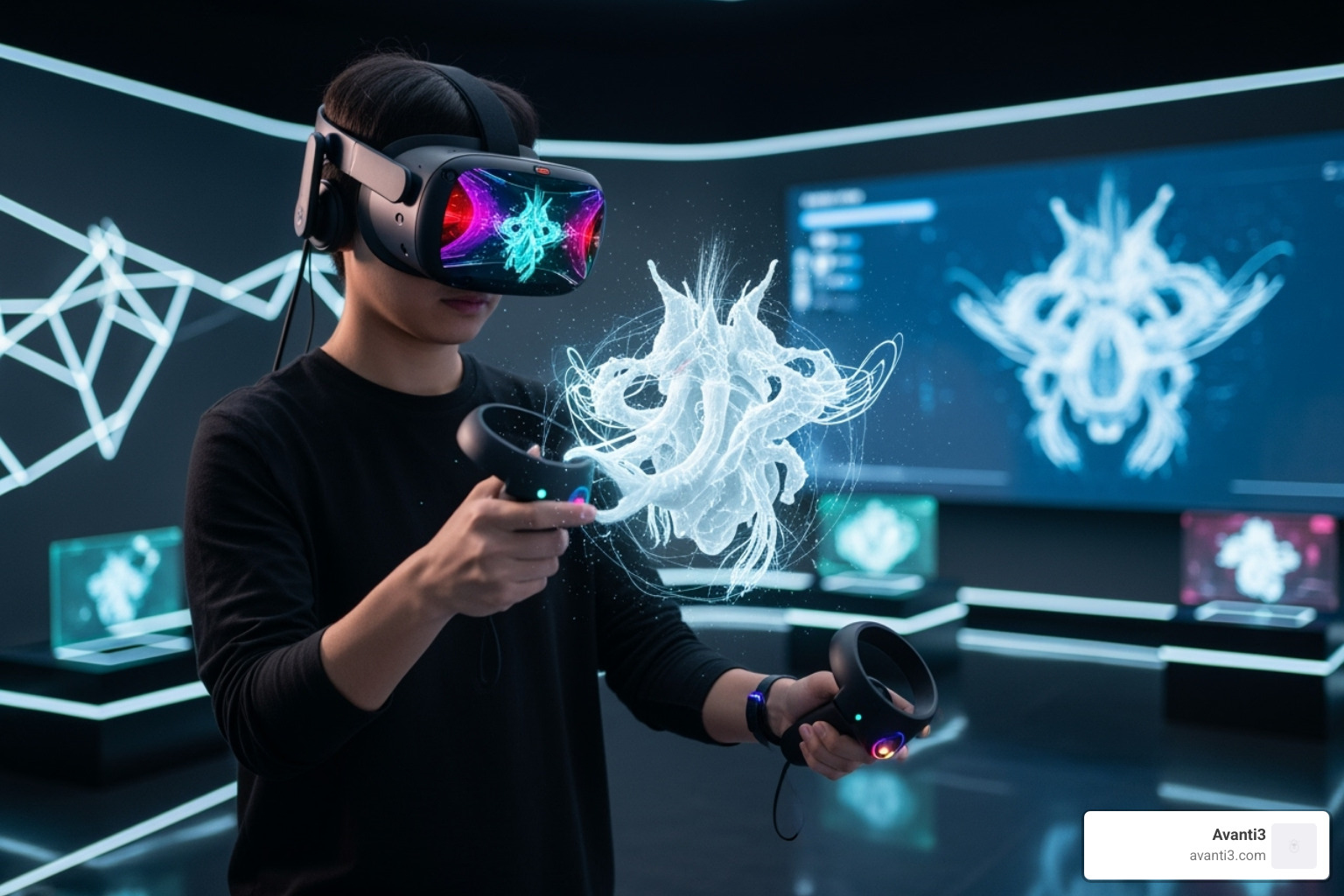 artist sculpting in VR - virtual reality art exhibitions